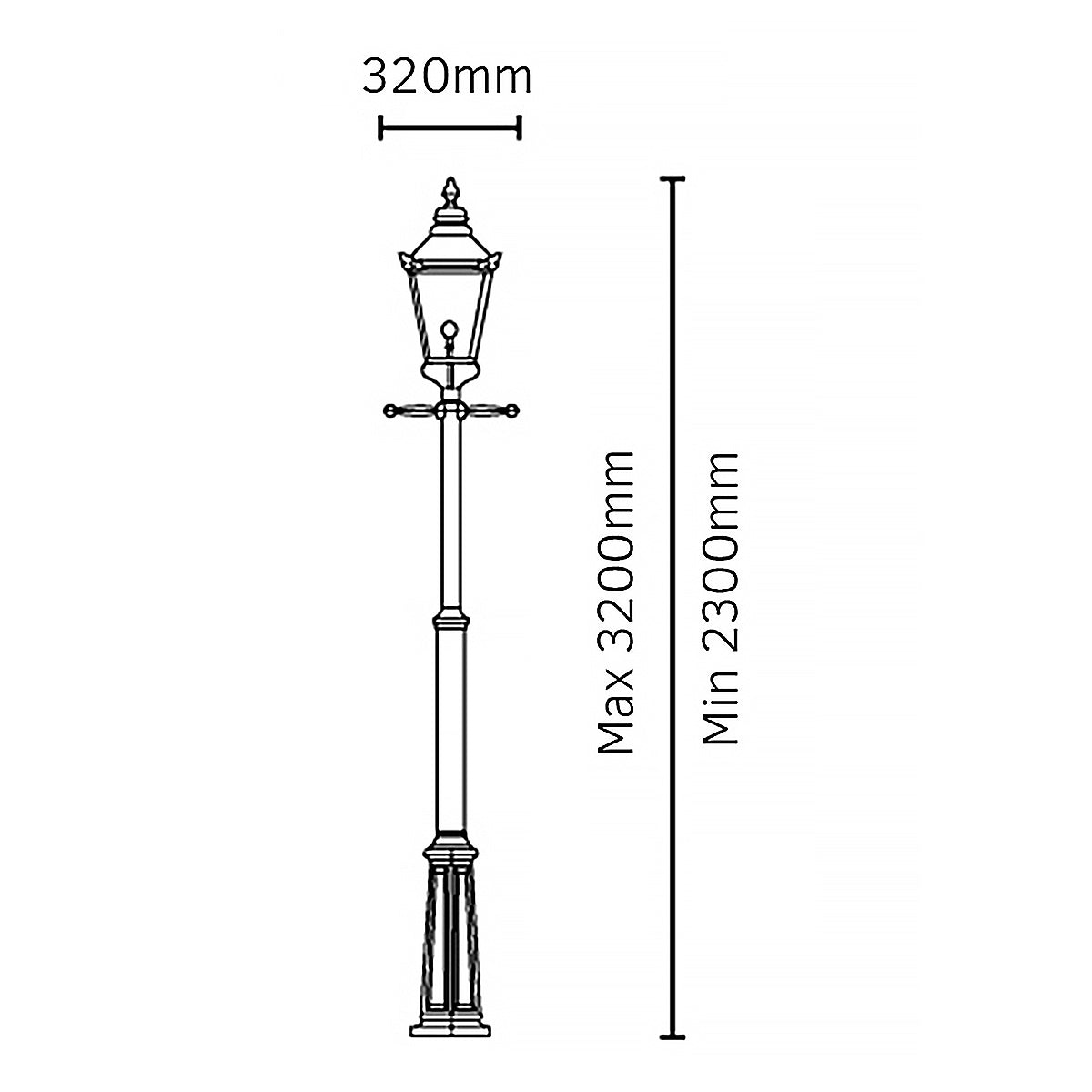 Norlys Chelsea 1 Light Grande Lamp Post CSG5-COPPER