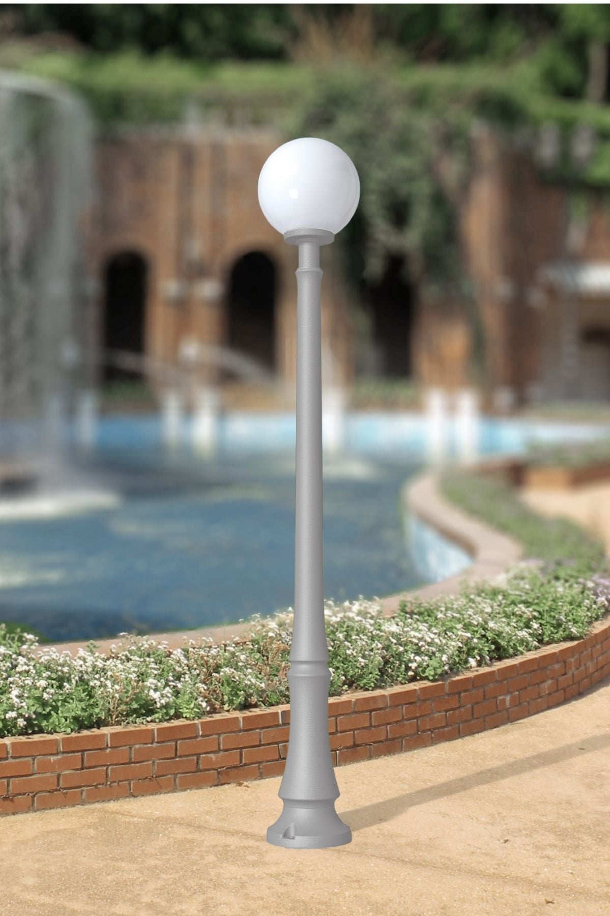 Magnalux Dino Grey 11W CCT Post Light with 300mm Opal Globe Part Number - DINO/G300GYOP