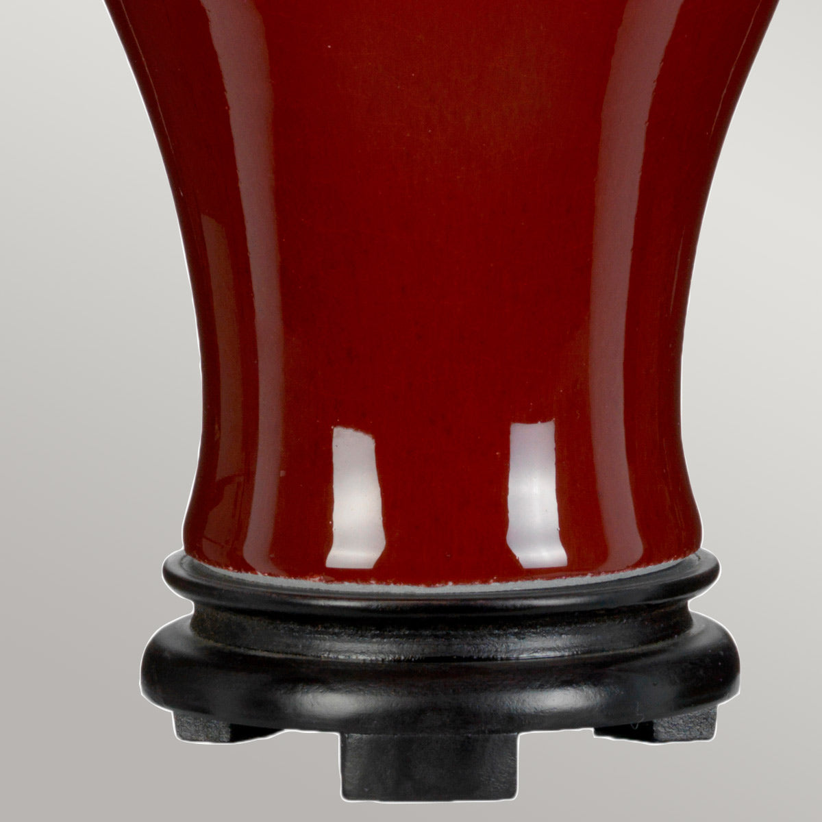 Designer's Lightbox Table Lamp from the Oxblood range. Oxblood Temple Jar 1 Light Table Lamp with Tall Empire Shade Product Code = DL-OXBLOOD-TJ-TL