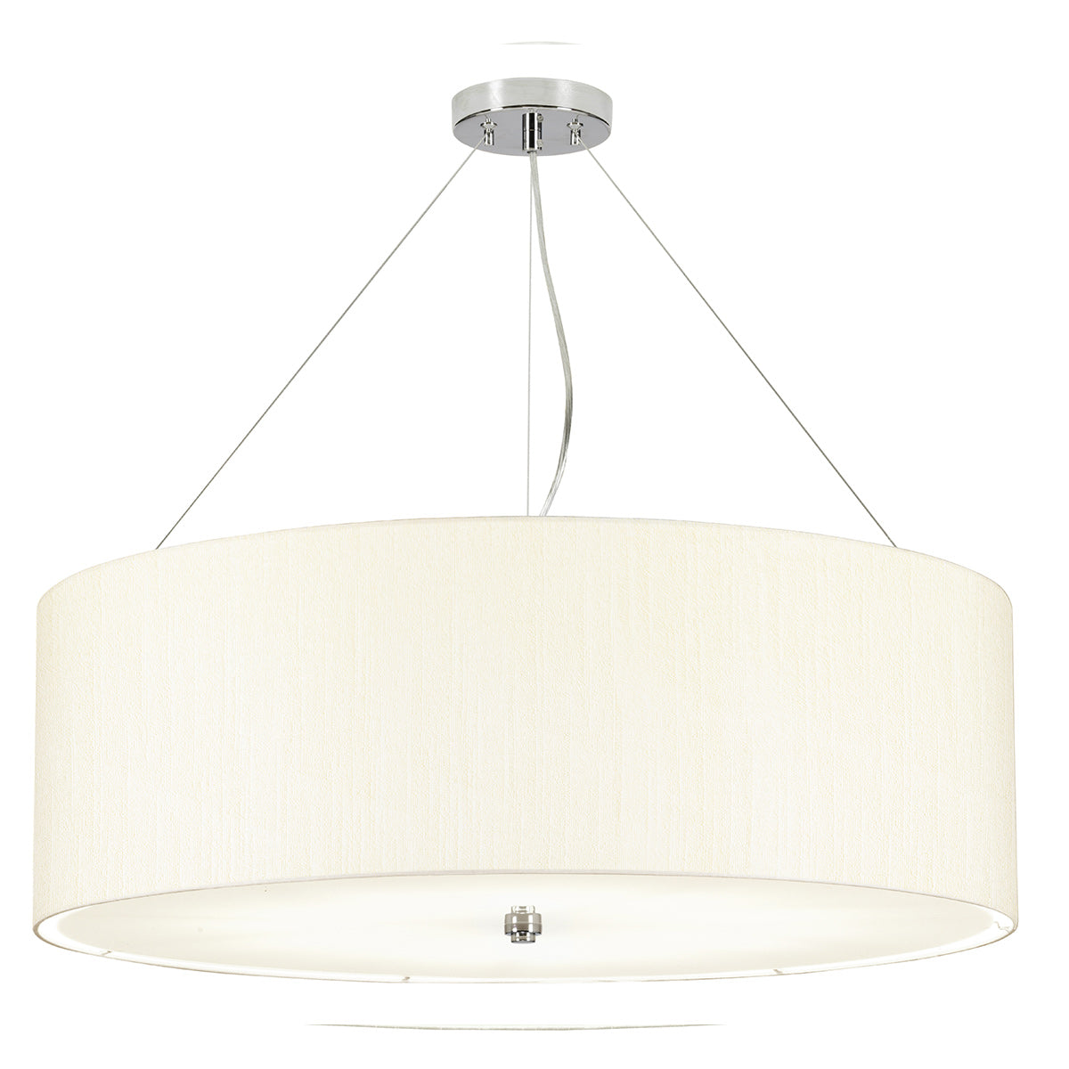 Designer's Lightbox Pendant from the Pearce range. Pearce 34" Pendant with Polished Chrome Ceiling Pan Product Code = DL-PEARCE34-7LT-IV-PC