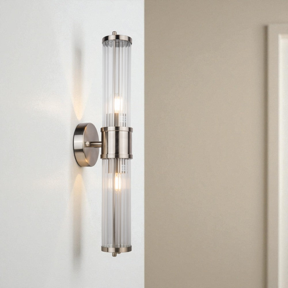Magnalux ELE02SCWL Eleanor 2 Light Satin Chrome IP44 Bathroom Wall Light
