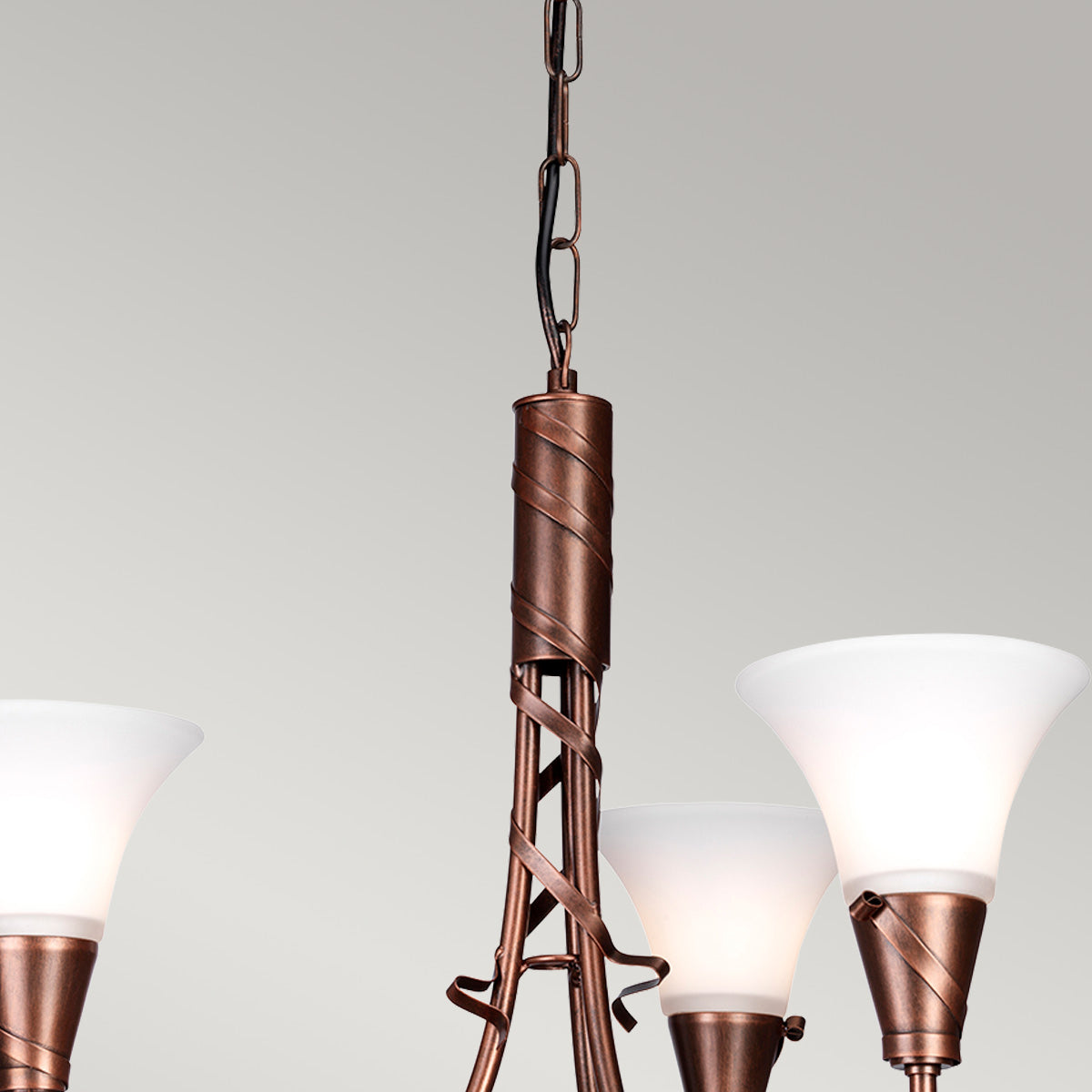 Elstead Lighting Chandelier from the Emily range. Emily 3 Light Chandelier Product Code = EM3-COPPER