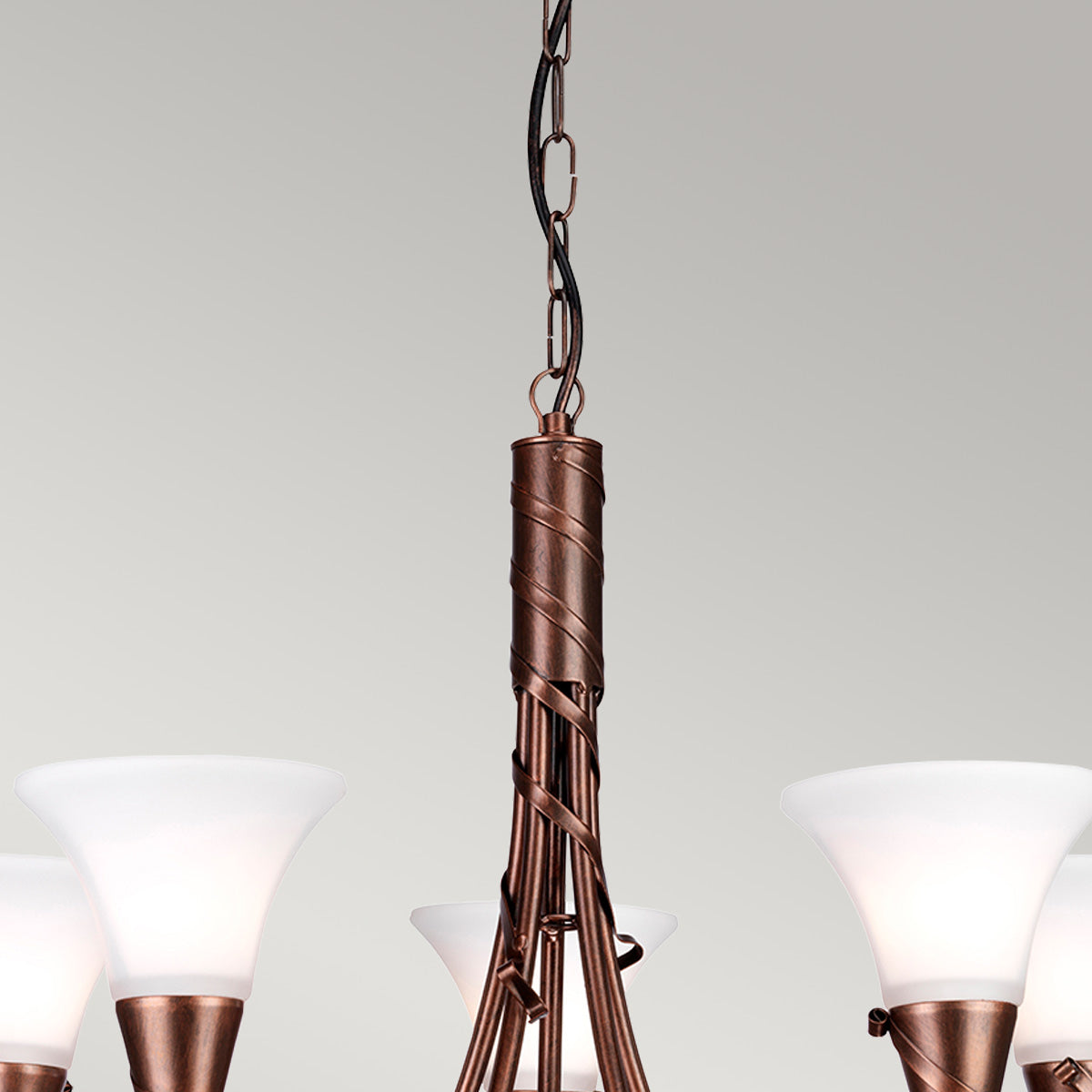 Elstead Lighting Chandelier from the Emily range. Emily 5 Light Chandelier Product Code = EM5-COPPER