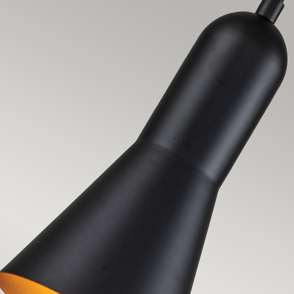 Elstead Lighting Pendant from the Etoile range. Etoile 1lt Small Pendant - Matte Black and Gold Leaf Product Code = ETOILE-P-S-MB