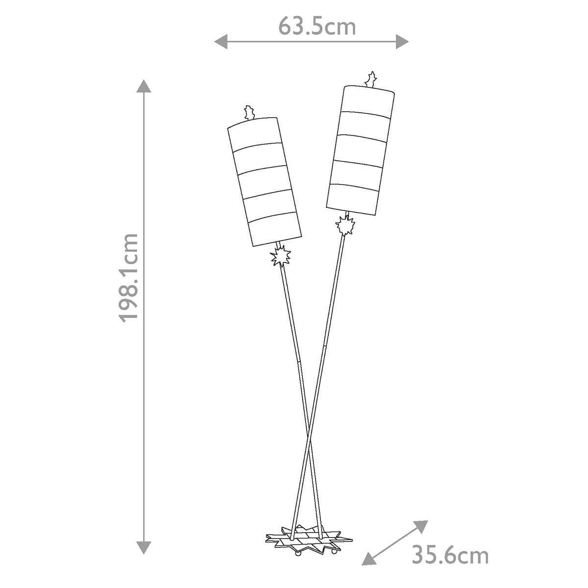 Flambeau Floor Lamp from the Nettle range. Nettle Luxe 2 Light Floor Lamp - Gold Product Code = FB-NETTLELUX-G-FL