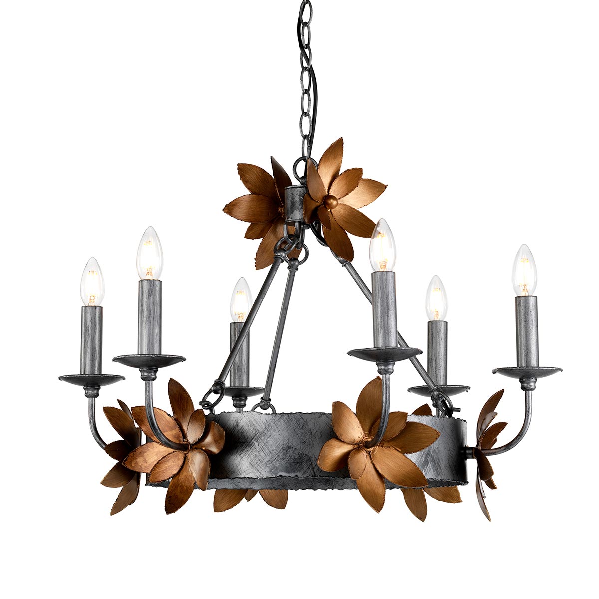 Flambeau Chandelier from the Simone range. Simone 6 Light Chandelier Product Code = FB-SIMONE6