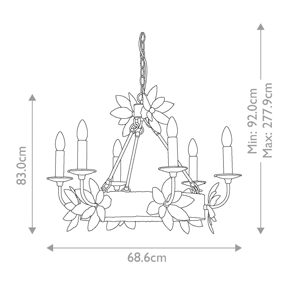 Flambeau Chandelier from the Simone range. Simone 6 Light Chandelier Product Code = FB-SIMONE6