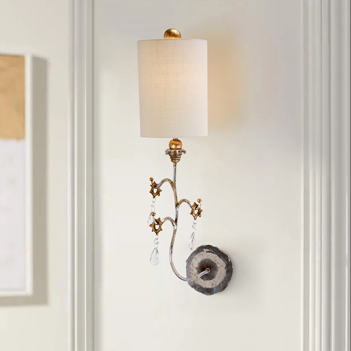 Flambeau Wall Light from the Tivoli range. Tivoli 1 Light Wall Light - Silver & Cream Patina Product Code = FB-TIVOLI-W1-SV