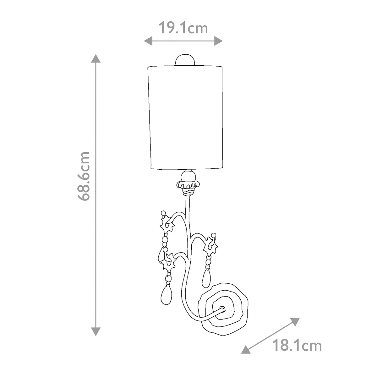 Flambeau Wall Light from the Tivoli range. Tivoli 1 Light Wall Light - Silver & Cream Patina Product Code = FB-TIVOLI-W1-SV
