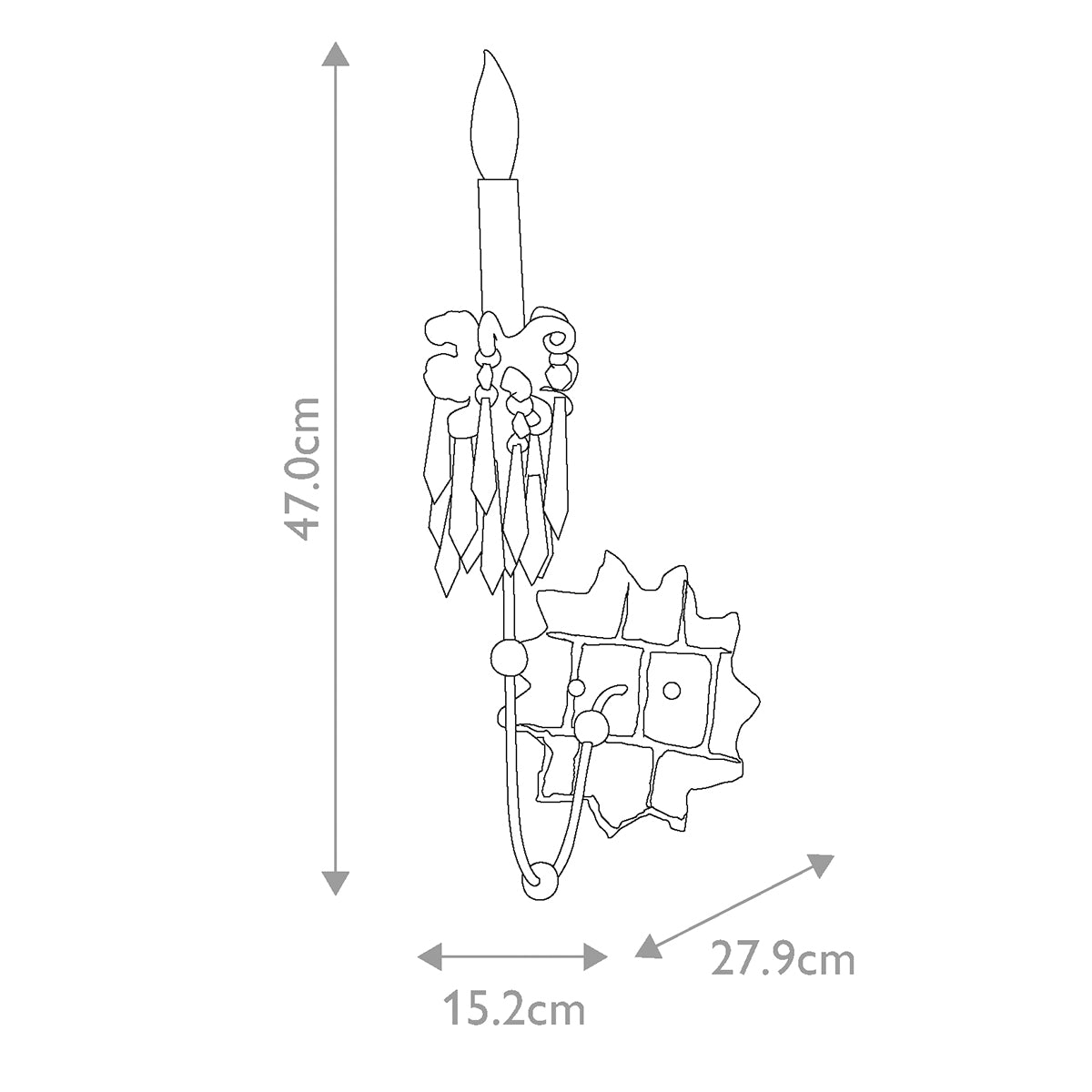Flambeau Wall Light from the Venetian range. Venetian 1 Light Wall Light Product Code = FB-VENETIAN-W1