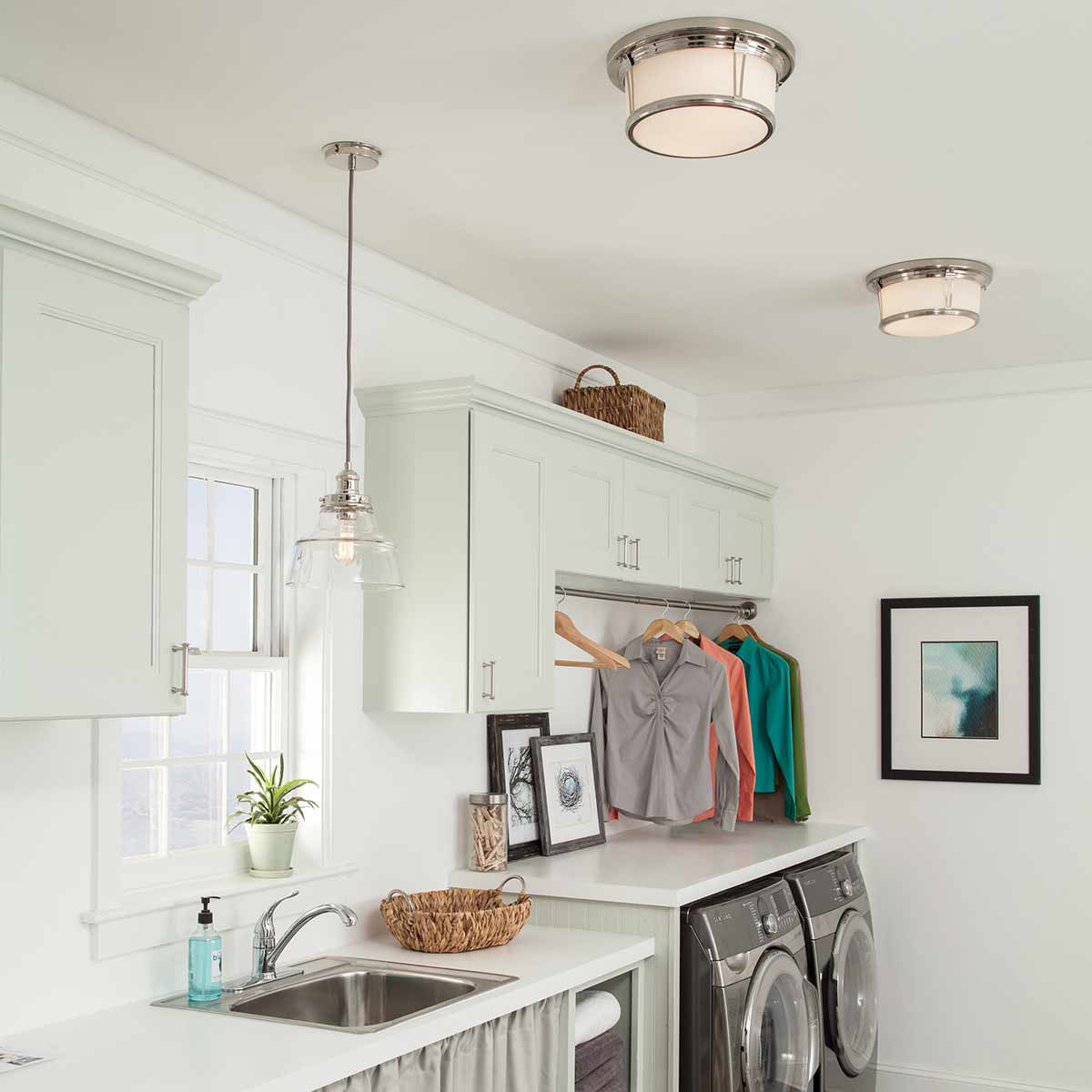 Feiss Pendant from the Baskin range. Baskin 1 Light Pendant Product Code = FE-BASKIN-P-A-PN