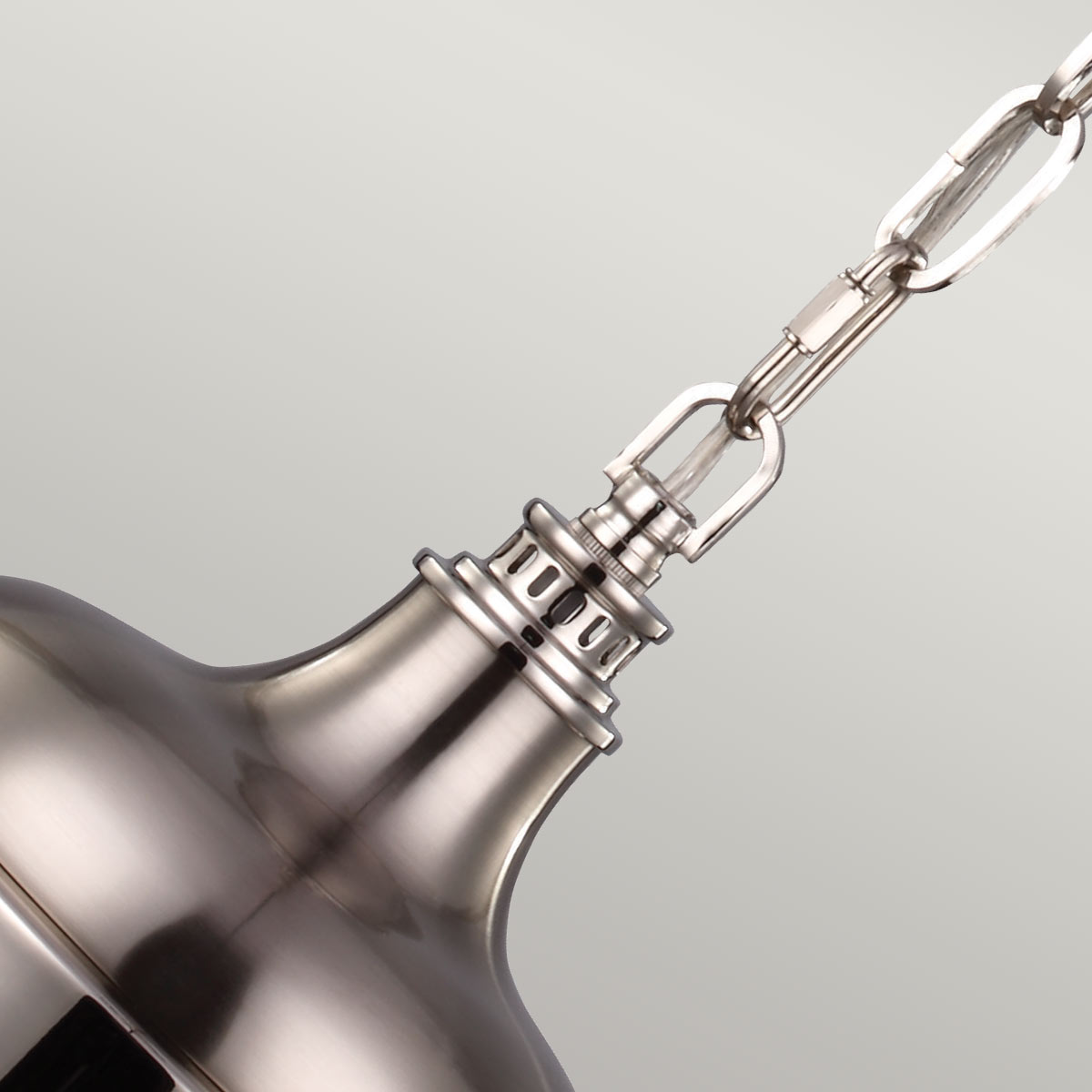 Feiss Pendant from the Cadence range. Cadence 1 Light Mini Pendant - Polished Nickel/Brushed Steel Product Code = FE-CADENCE-1P-BS