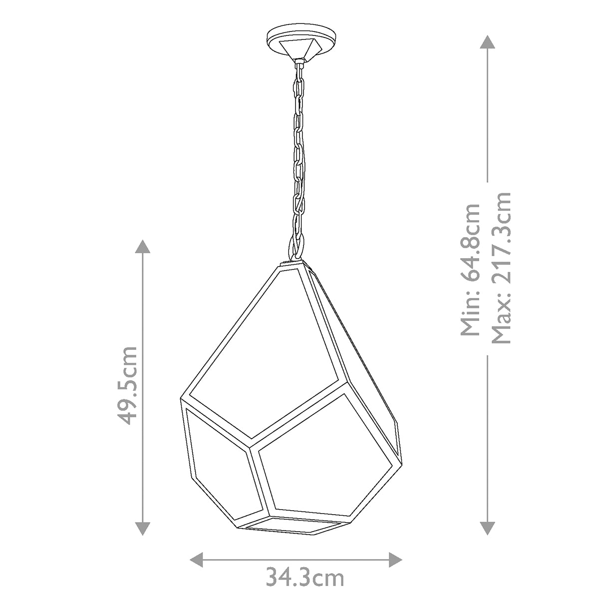 Feiss Pendant from the Diamond range. Diamond 1 Light Medium Pendant Product Code = FE-DIAMOND-P-M