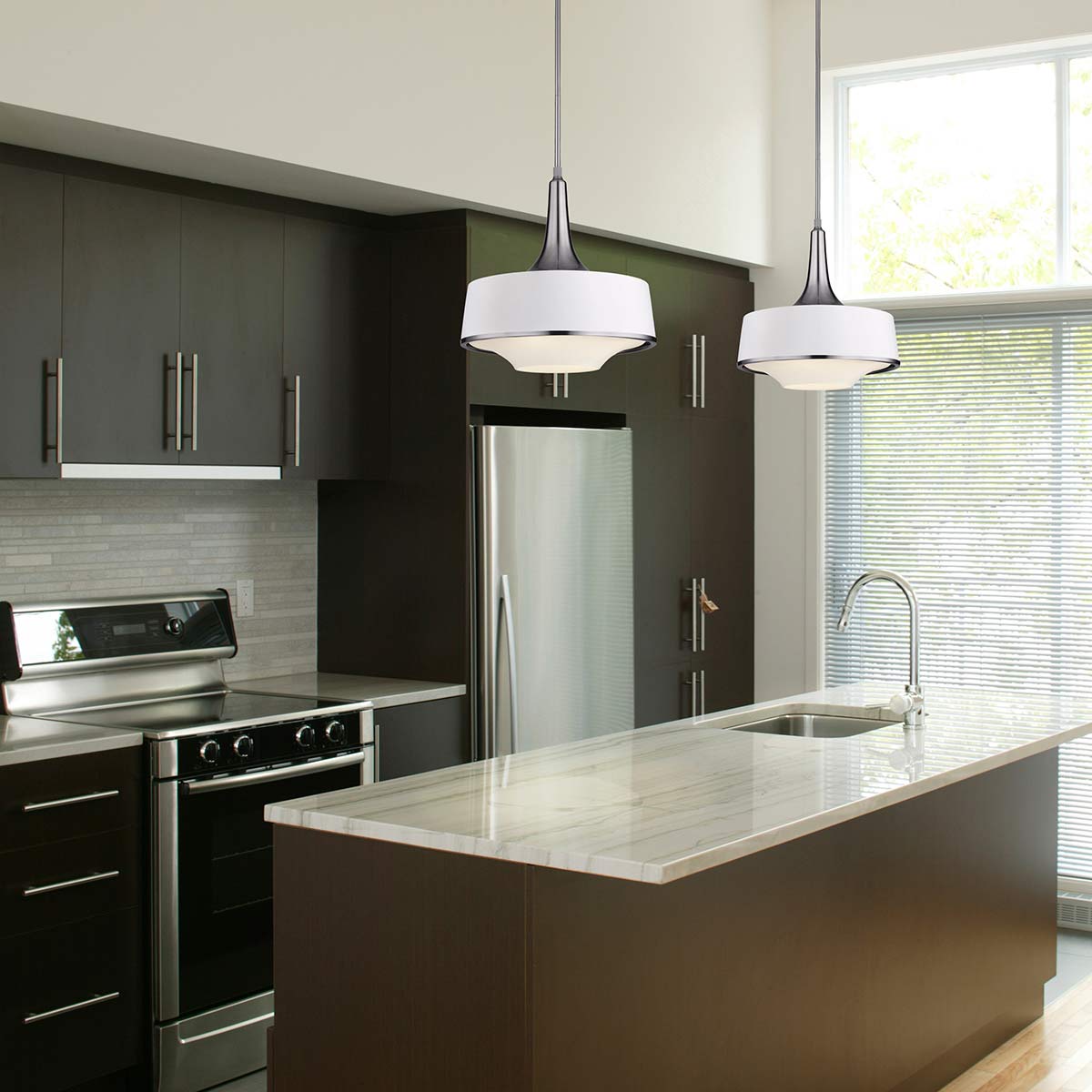 Feiss Pendant from the Holloway range. Holloway 4Lt Pendant - White Product Code = FE-HOLLOWAY-4P-W