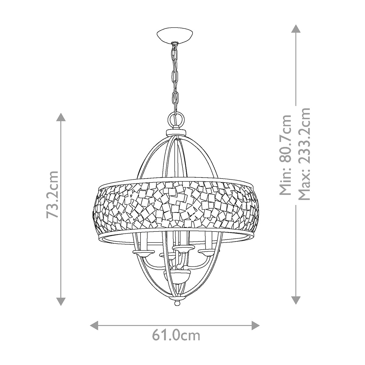 Feiss Chandelier from the Zara range. Zara 4 Light Large Chandelier Product Code = FE-ZARA4-L