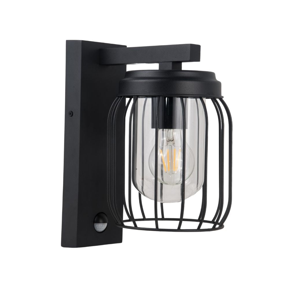Magnalux FIN01WLBL-PIR Finch IP44 Black Cage Wall Light with PIR Sensor