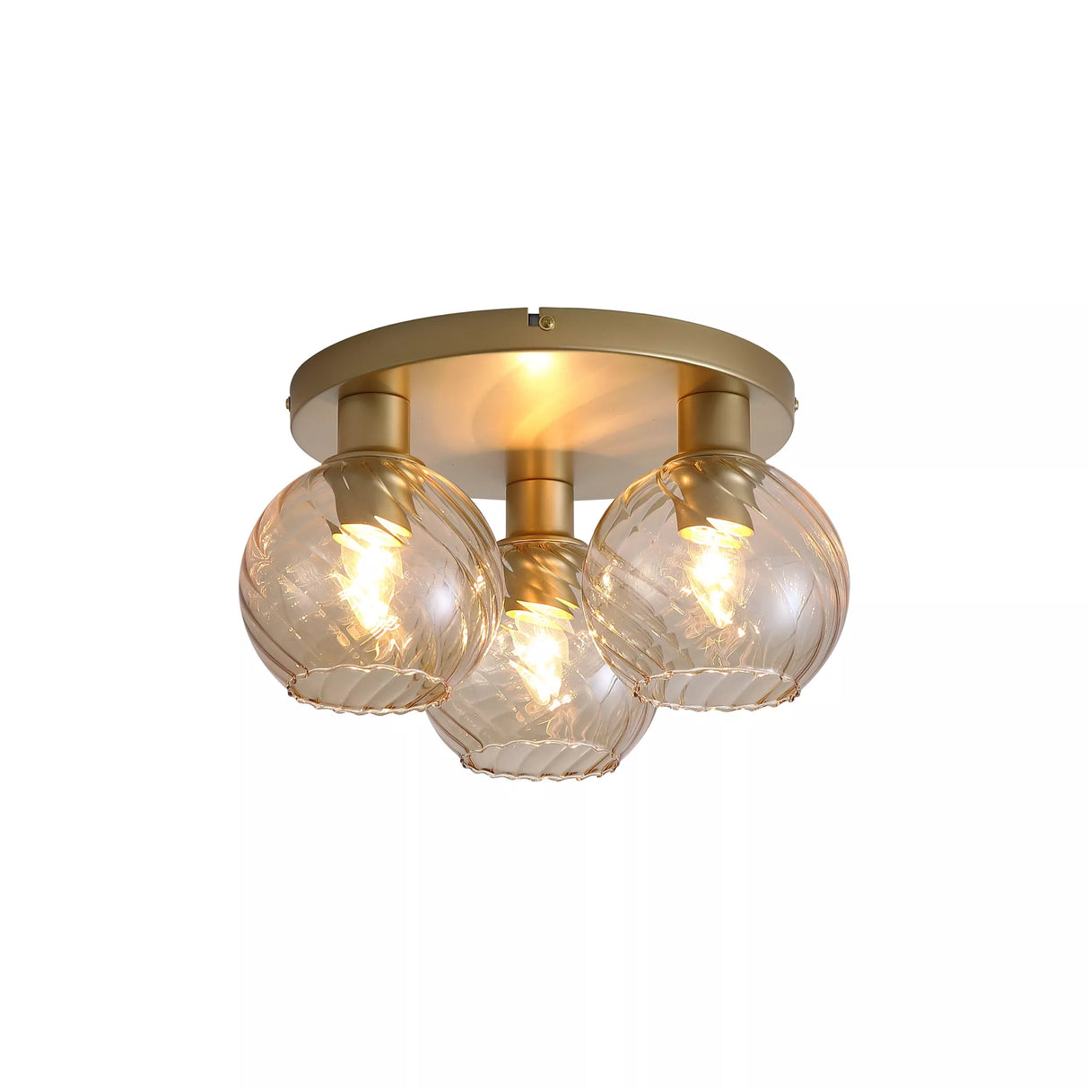 Searchlight Electric Radiance 3Lt Flush, Gold Metal and Champagne Glass 44521CP