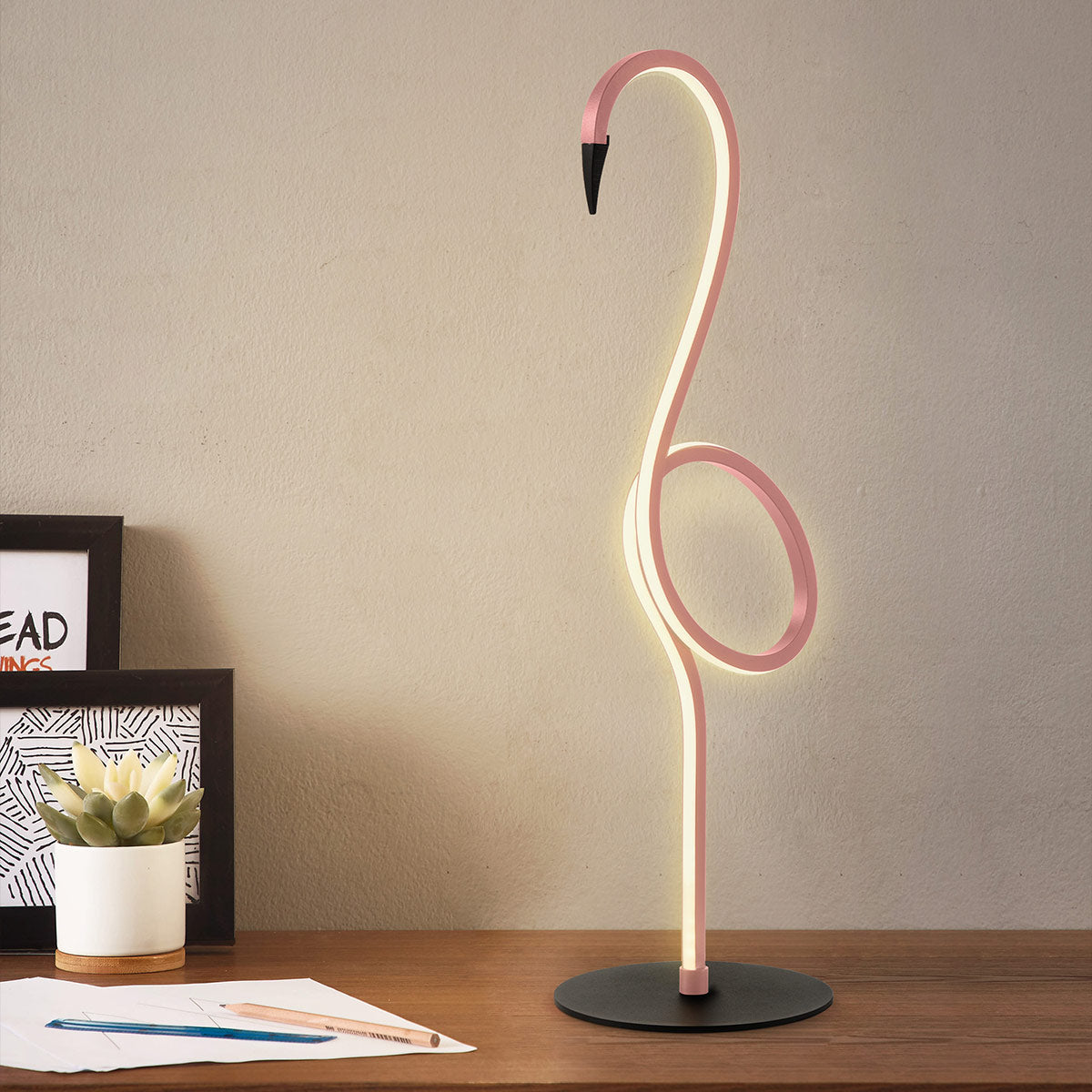 Elstead Lighting Table Lamp from the Flamingo range. Flamingo LED Table Lamp - Pink Product Code = FLAMINGO-TL-PNK