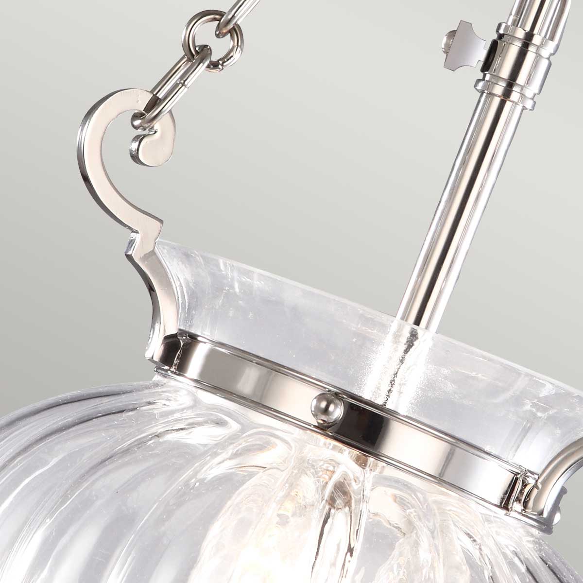 Elstead Lighting Pendant from the Finsbury Park range. Finsbury Park 3 Light small Pendant Product Code = FP-P-S-POL-NCKL