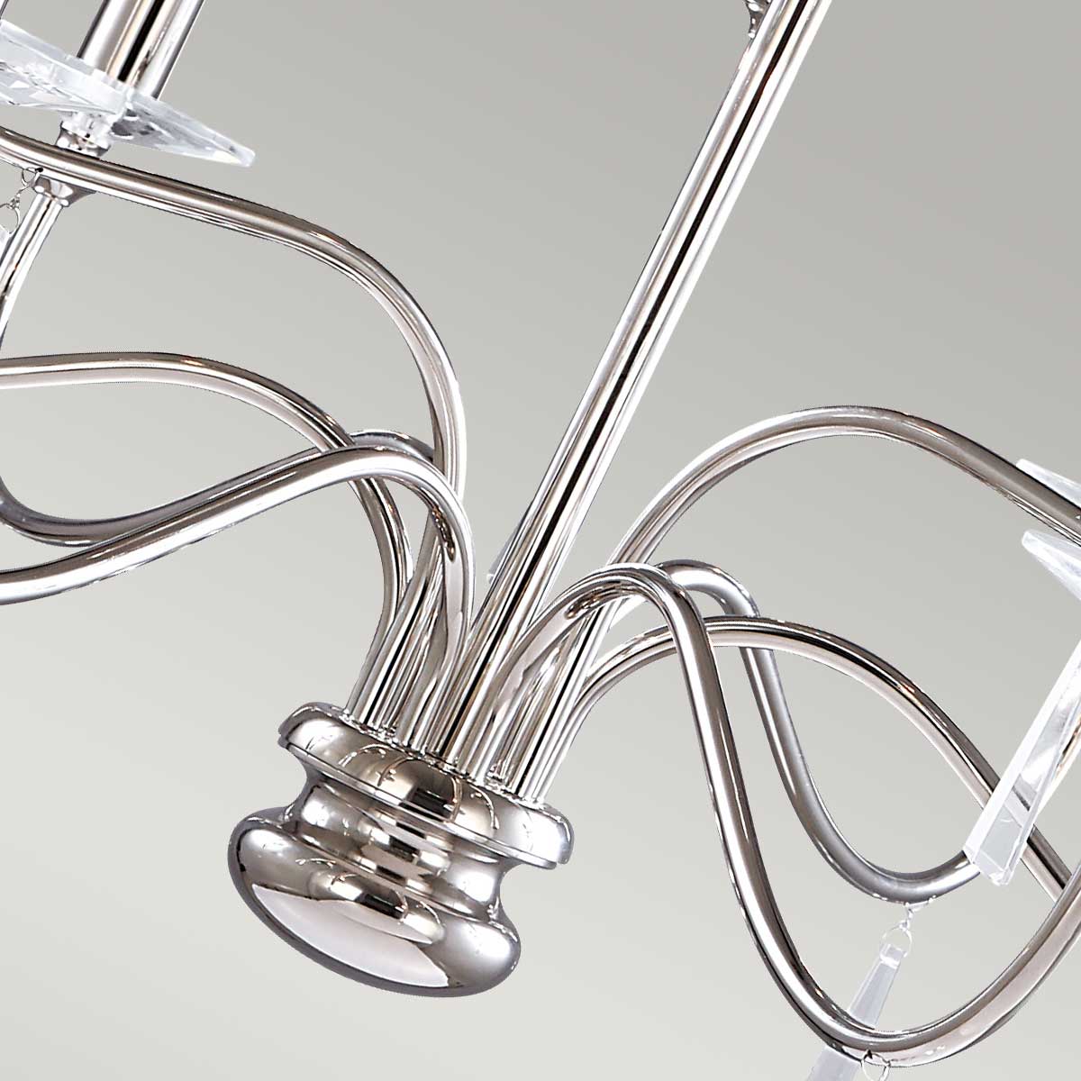 Elstead Lighting Chandelier from the Finsbury Park range. Finsbury Park 9 Light Chandelier Product Code = FP9-POL-NICKEL