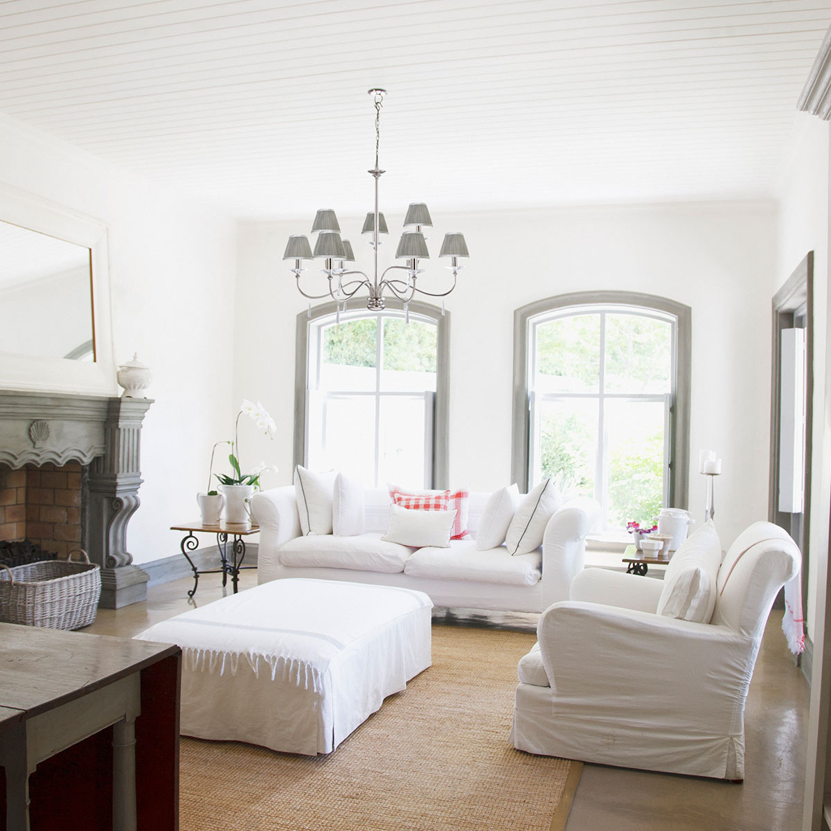 Elstead Lighting Chandelier from the Finsbury Park range. Finsbury Park 9 Light Chandelier Product Code = FP9-POL-NICKEL