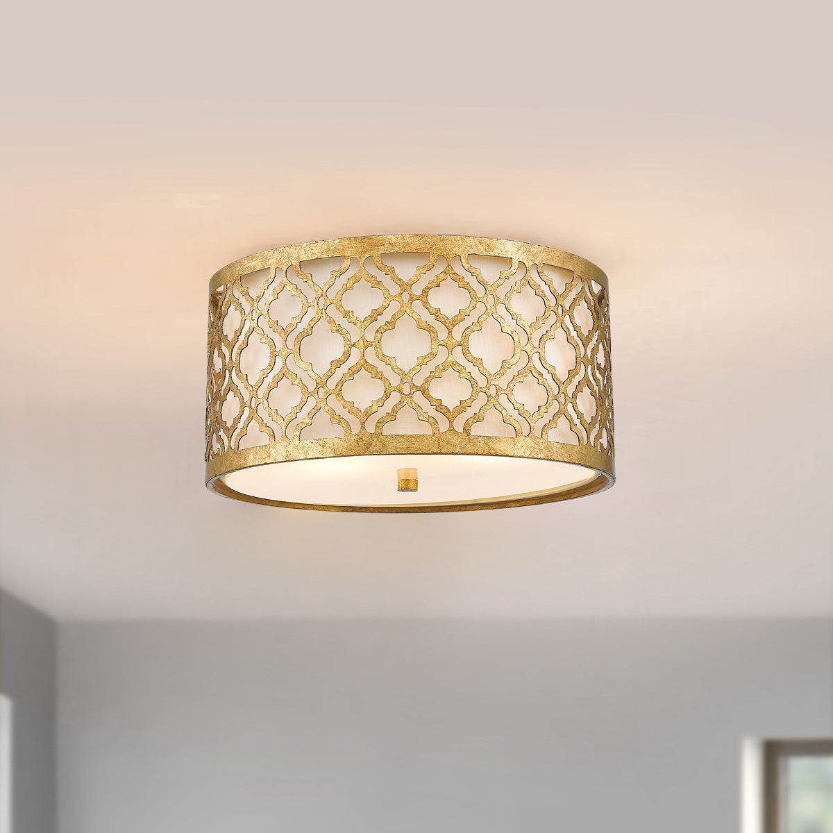 Gilded Nola Ceiling Flush from the Arabella range. Arabella 2 Light Flush Product Code = GN-ARABELLA-F