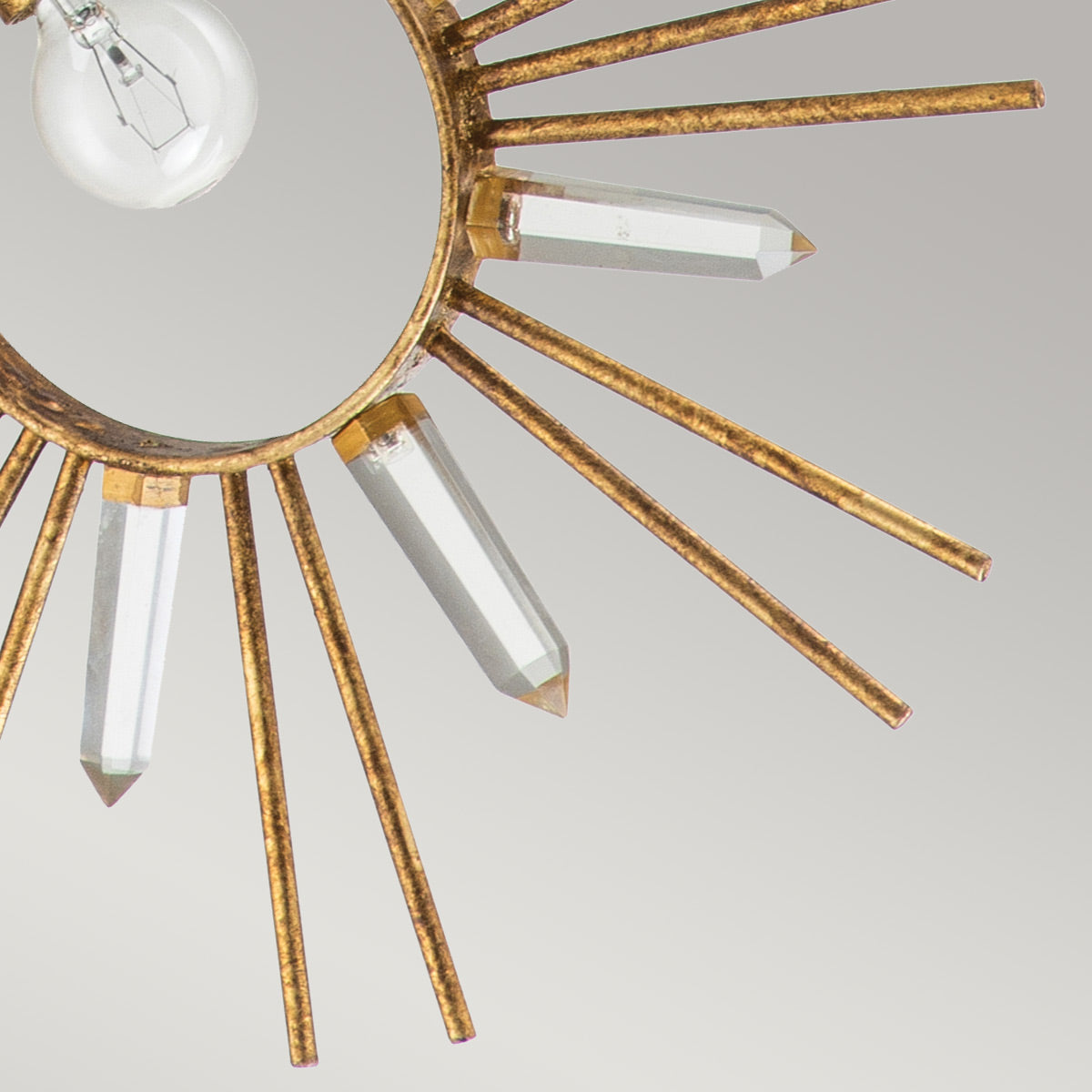 Gilded Nola Pendant from the Sun King range. Sun King 1lt Pendant - Gold Leaf Product Code = GN-SUN-KING-P-G