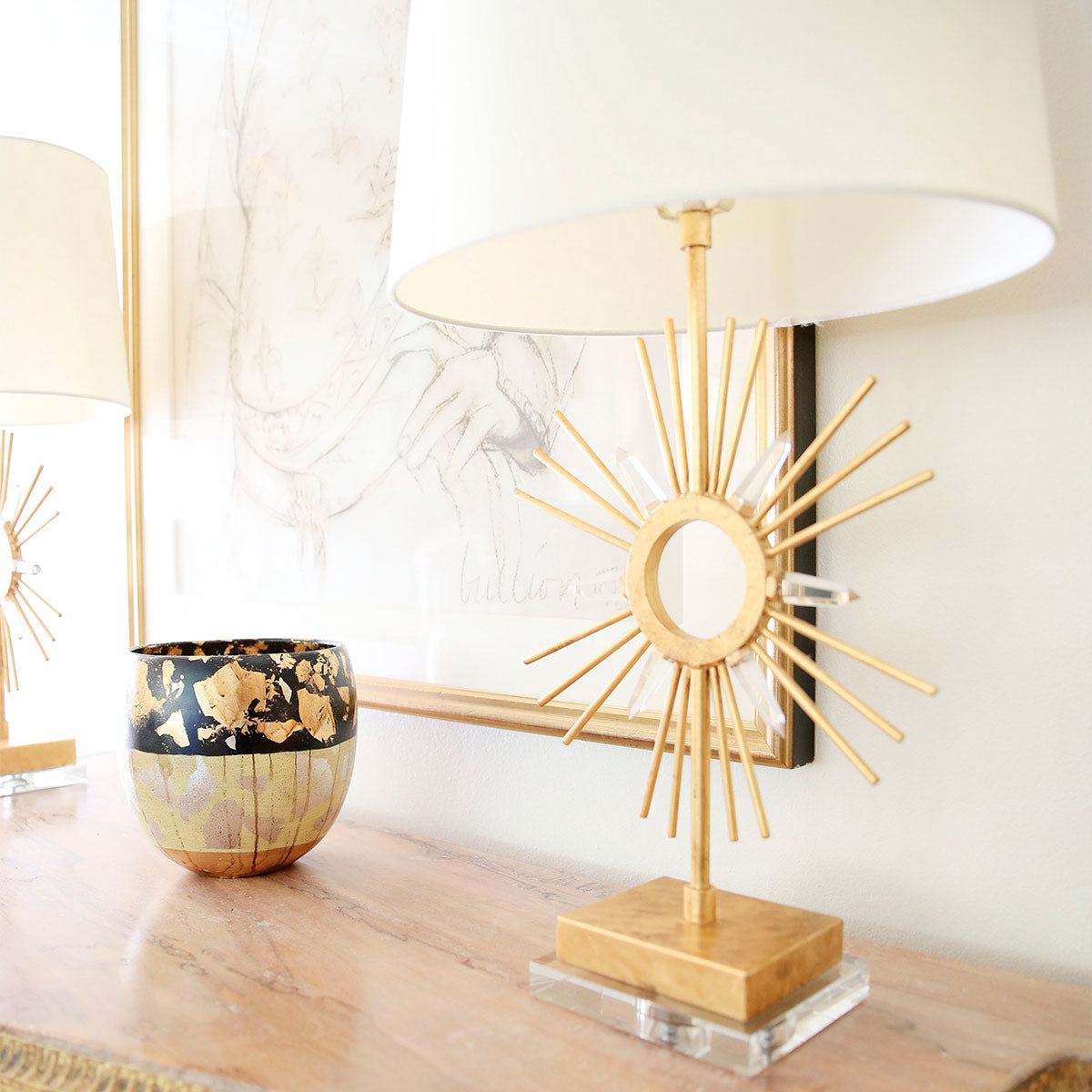 Gilded Nola Table Lamp from the Sun King range. Sun King 1 Light Table Lamp Product Code = GN-SUN-KING-TL