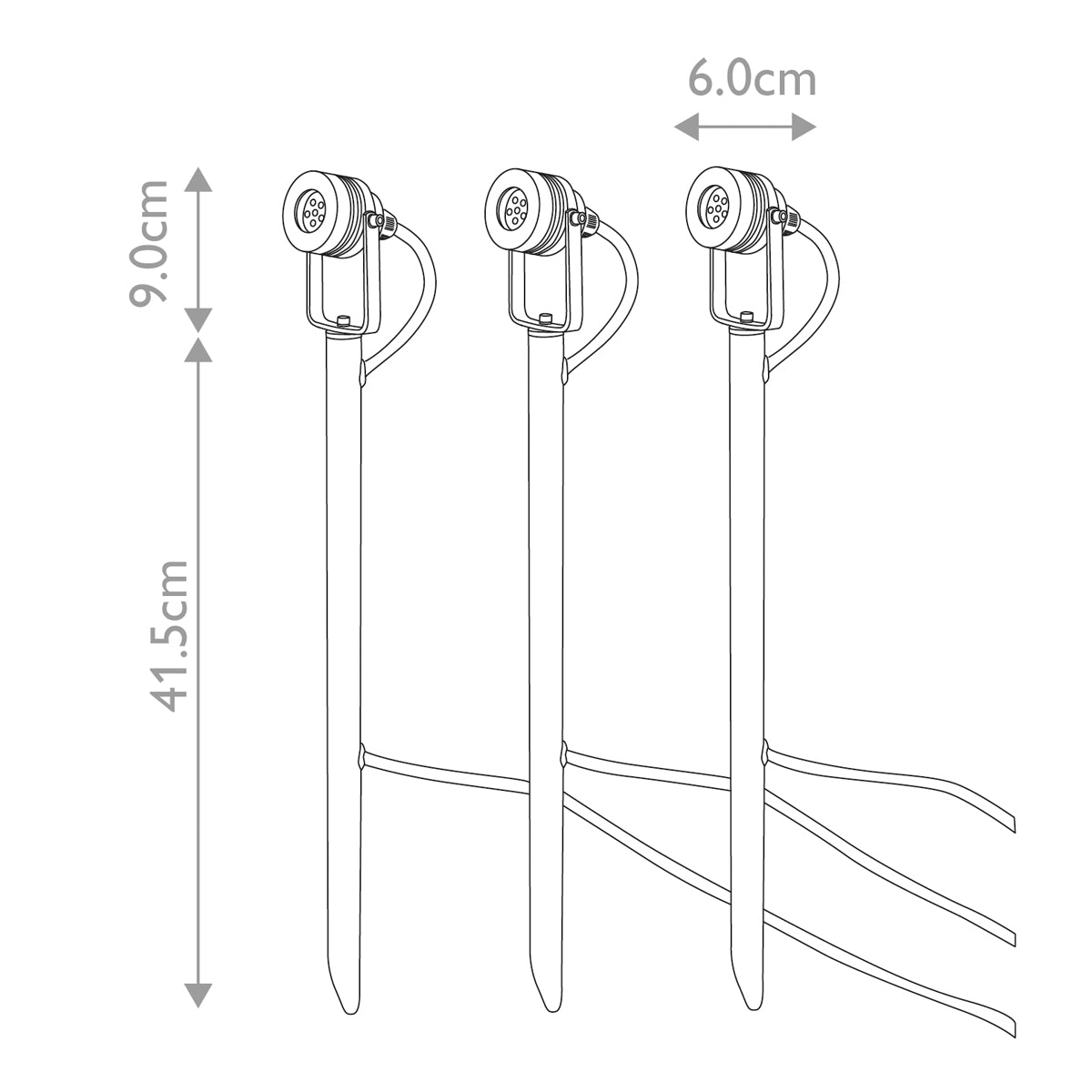 Garden Zone Spot Lights from the Spennymoor range. Spennymoor Starter kit including 3 x 12V Spotlights, 3 x Poles, 6m cable & 12V Transformer Product Code = GZCC-SPENNYMOOR-3P