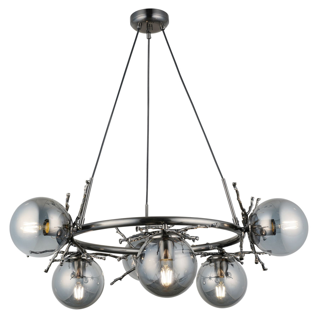 Magnalux Harvey 6 Light Pendant Brushed Black Chrome Part Number - HAR06BBC