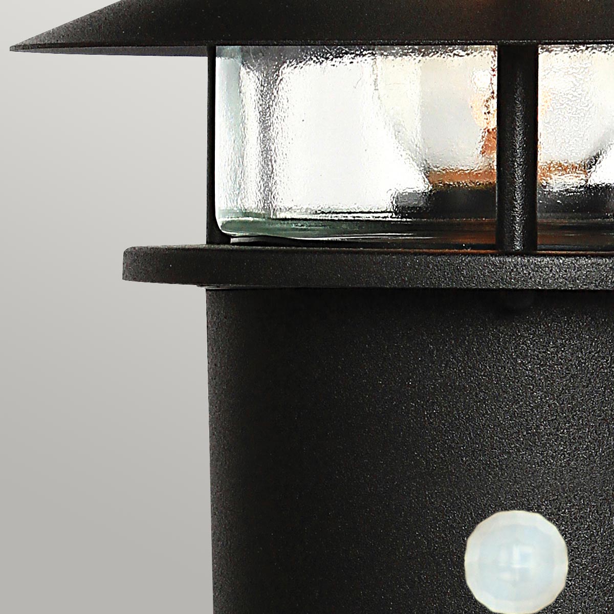 Elstead Lighting Pedestal Lantern from the Helsingor range. Helsingor 1 Light PIR Pedestal Lantern Product Code = HELSINGOR-PIR-PED-BK