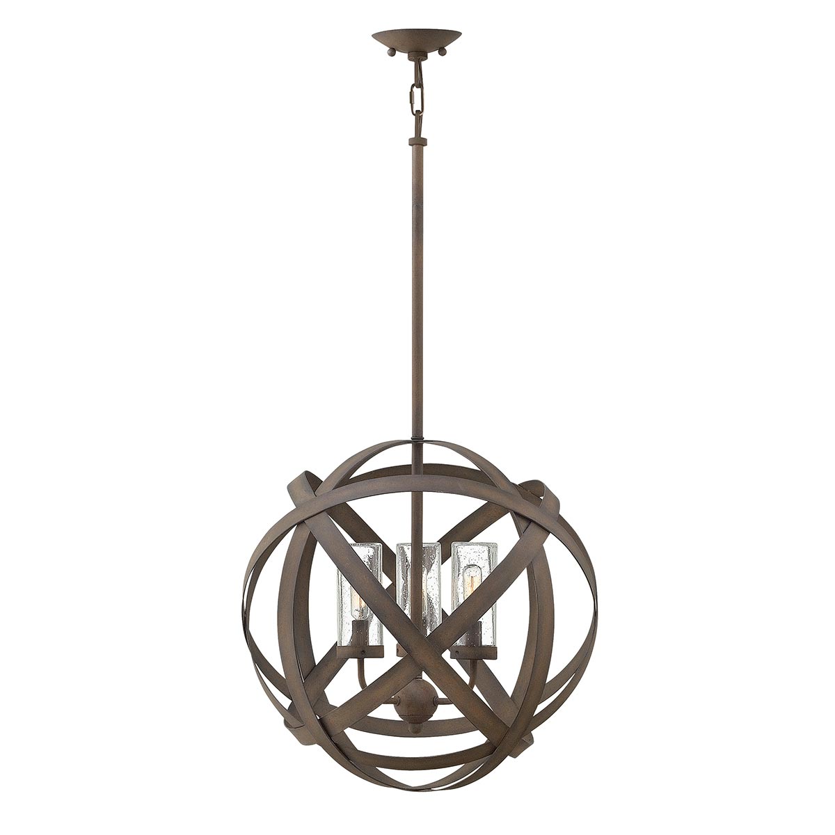 Hinkley Chandelier from the Carson range. Carson 3 Light Outdoor Chandelier Product Code = HK-CARSON-3P