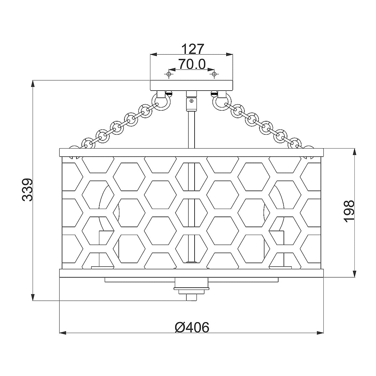 Hinkley Ceiling Semi-Flush from the Felix range. Felix 4 Light Semi-Flush Product Code = HK-FELIX-SF