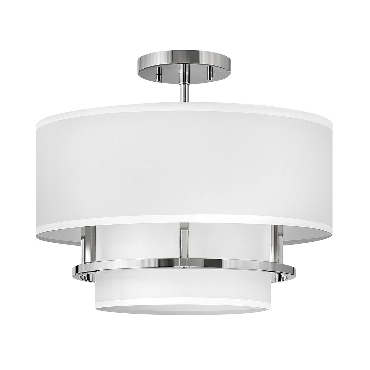 Hinkley Duo Mount Pendant/Semi-Flush from the Graham range. Graham 3 Light Duo Mount - Polished Nickel Product Code = HK-GRAHAM-M-PN