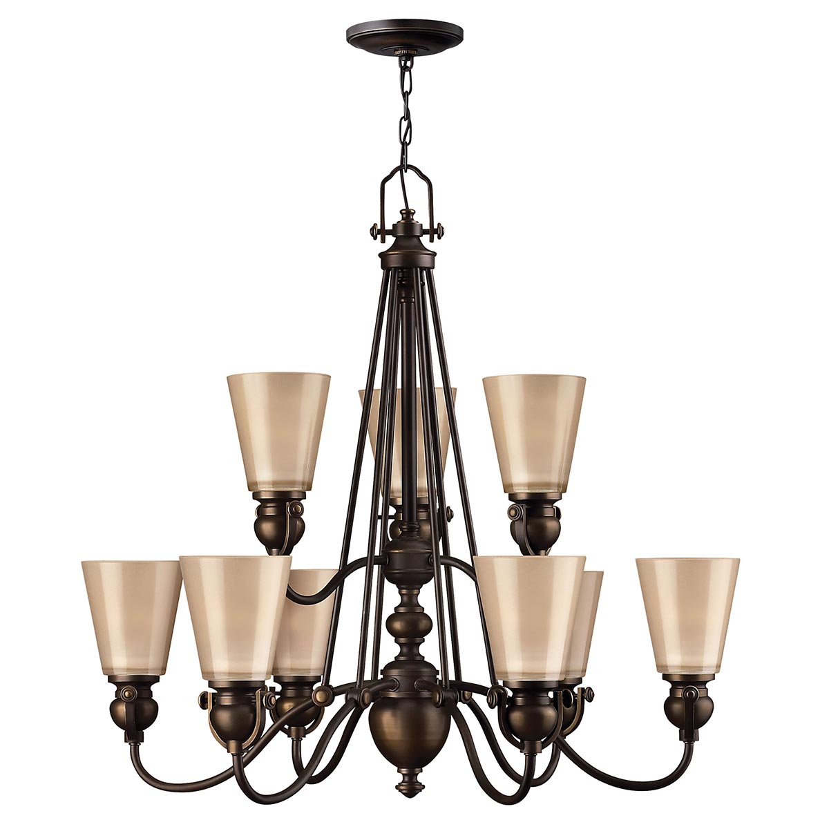 Hinkley Chandelier from the Mayflower range. Mayflower 9 Light Chandelier Product Code = HK-MAYFLOWER9