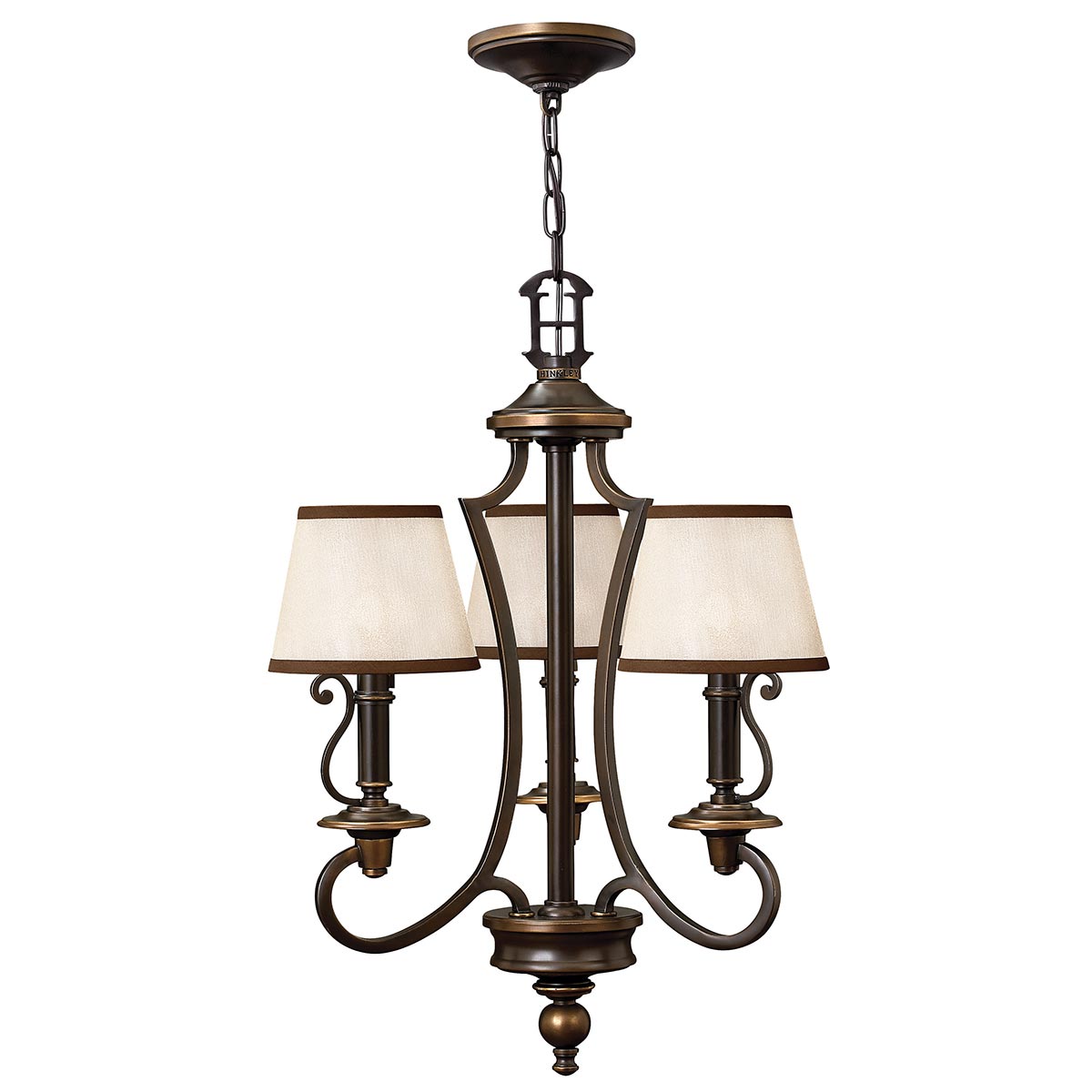 Hinkley Chandelier from the Plymouth range. Plymouth 3 Light Chandelier Product Code = HK-PLYMOUTH3