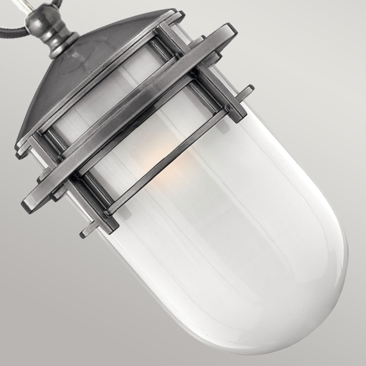 Hinkley Outdoor Hanging from the Reef range. Reef 1 Light Chain Lantern - Hematite Product Code = HK-REEF8-HE