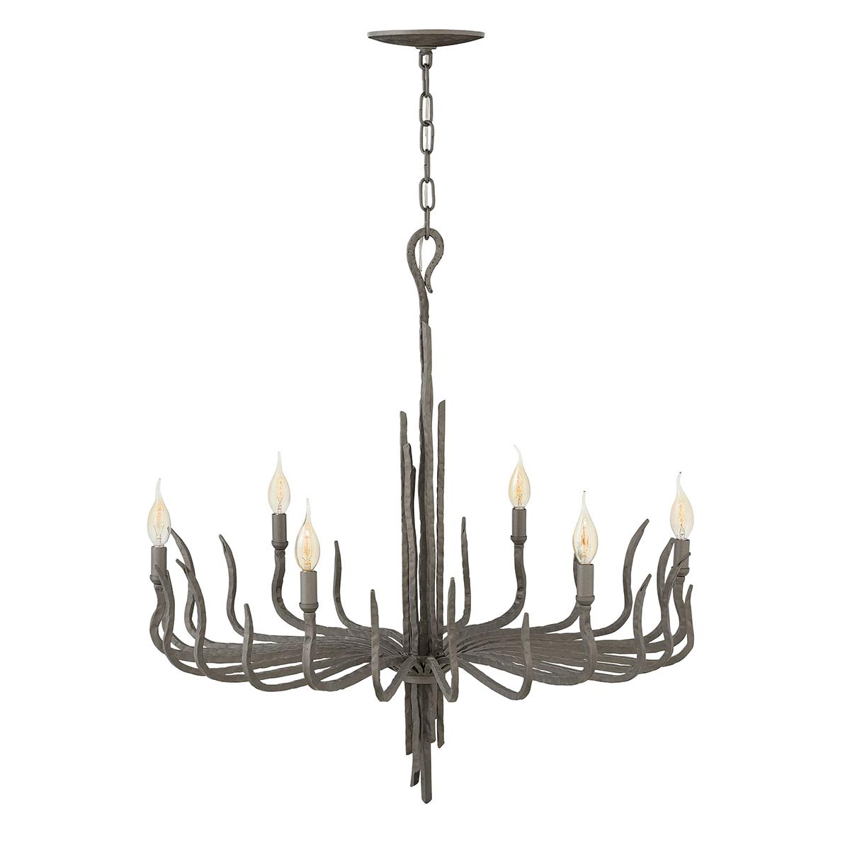 Hinkley Chandelier from the Spyre range. Spyre 6 Light Chandelier Product Code = HK-SPYRE6C-MMB