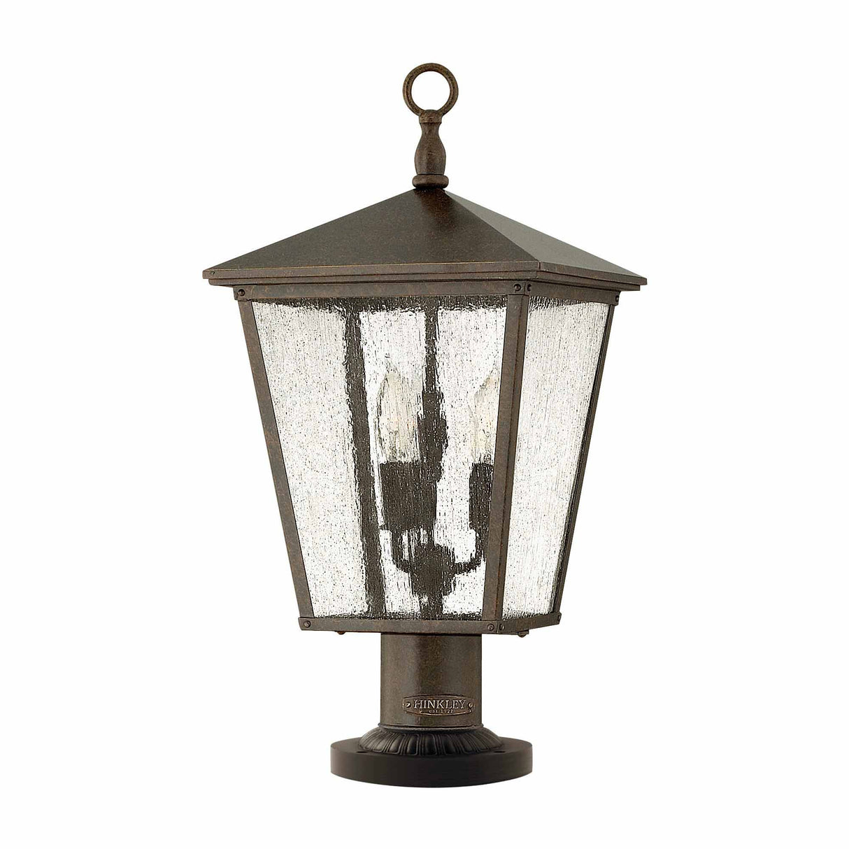 Hinkley Pedestal Lantern from the Trellis range. Trellis 3 Light Large Pedestal Product Code = HK-TRELLIS3-L