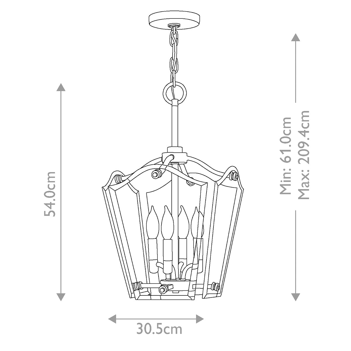 Hinkley Pendant from the Wingate range. Wingate 4 Light Small Pendant Product Code = HK-WINGATE-P-S