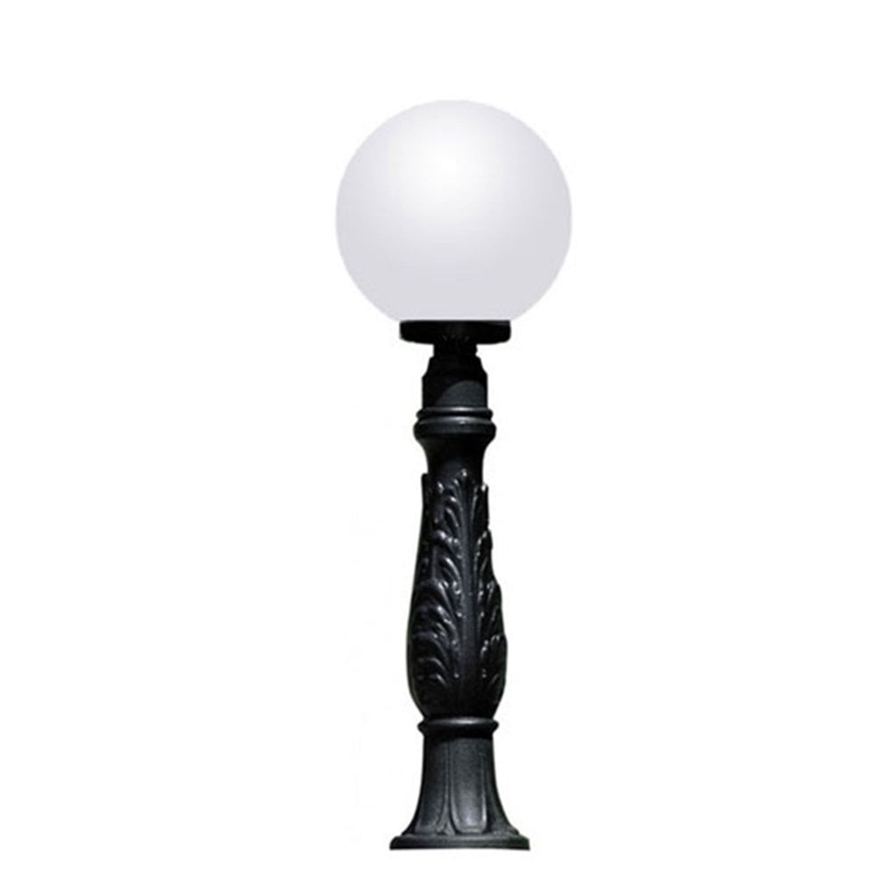 Magnalux Iafet.R Black Medium Post With Opal 300mm Globe E27 6W Part Number - IAFET.R/G300
