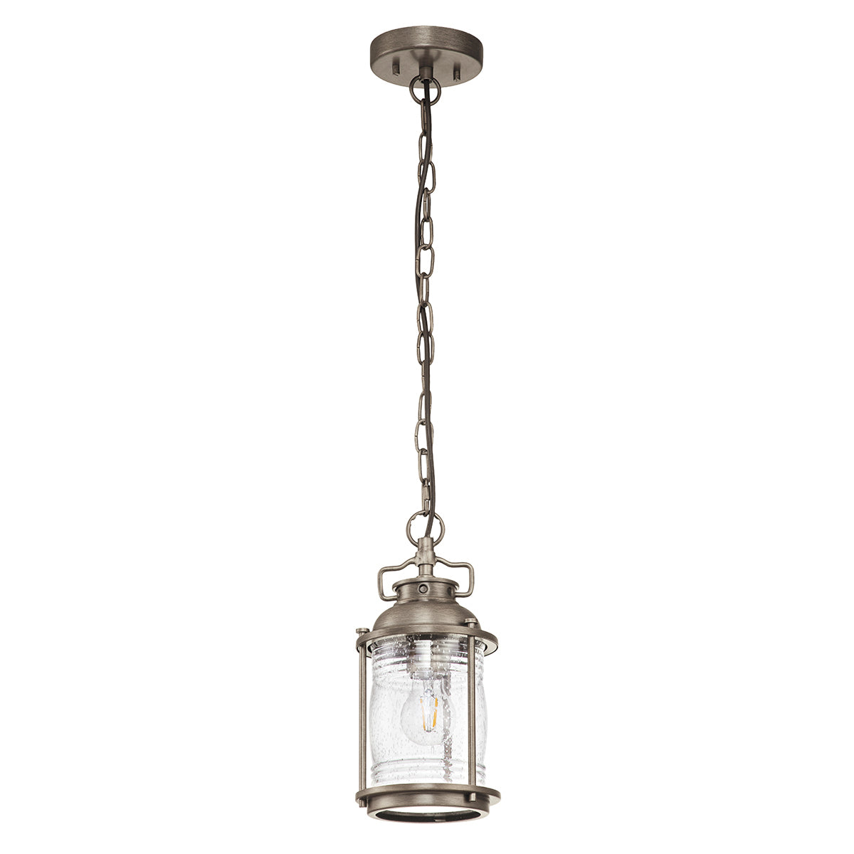 Kichler Outdoor Hanging from the Ashland Bay range. Ashland Bay 1 Light Small Chain Lantern Product Code = KL-ASHLANDBAY8-S-BU