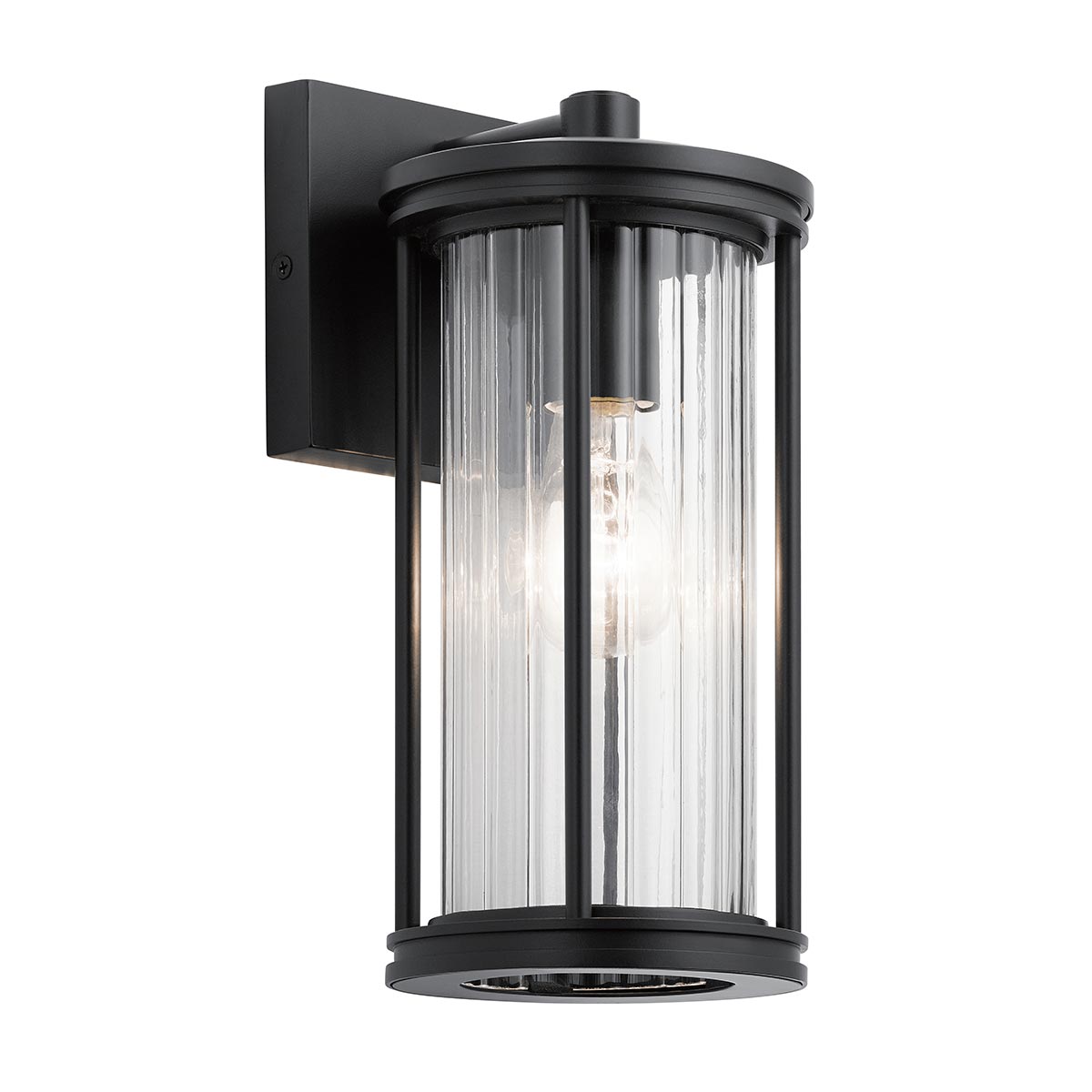Kichler Outdoor Wall Light from the Barras range. Barras 1 Light Small Wall Lantern Product Code = KL-BARRAS2-S-BK