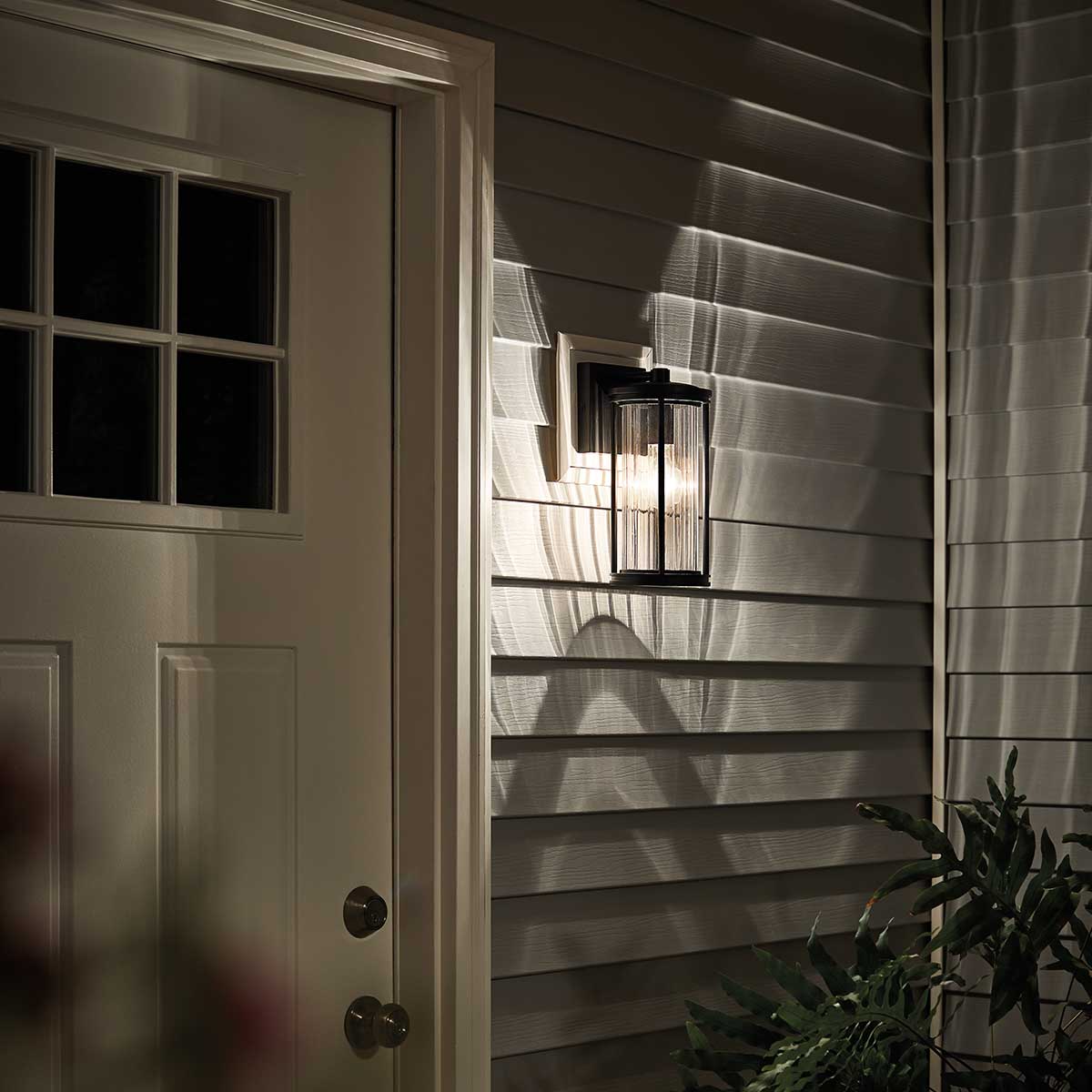 Kichler Outdoor Wall Light from the Barras range. Barras 1 Light Small Wall Lantern Product Code = KL-BARRAS2-S-BK