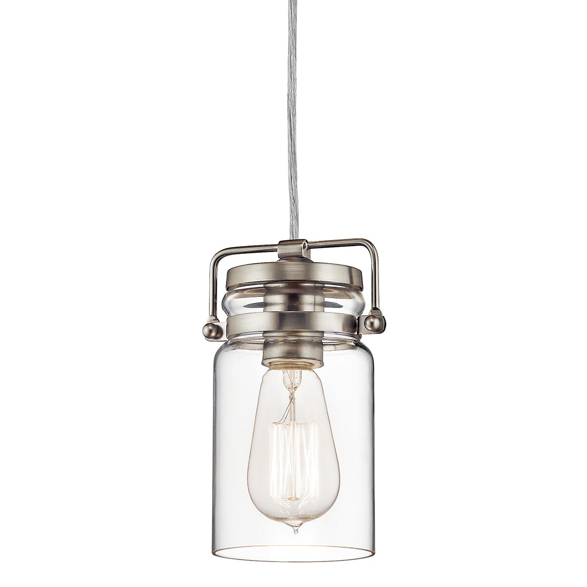 Kichler Pendant from the Brinley range. Brinley 1 Light Mini Pendant Product Code = KL-BRINLEY-MP-NI