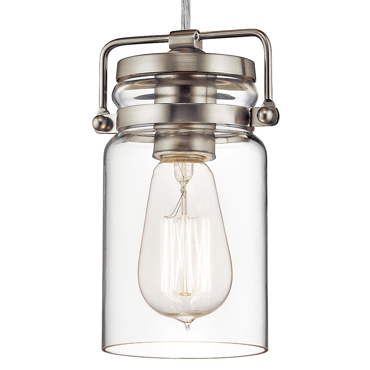 Kichler Pendant from the Brinley range. Brinley 1 Light Mini Pendant Product Code = KL-BRINLEY-MP-NI