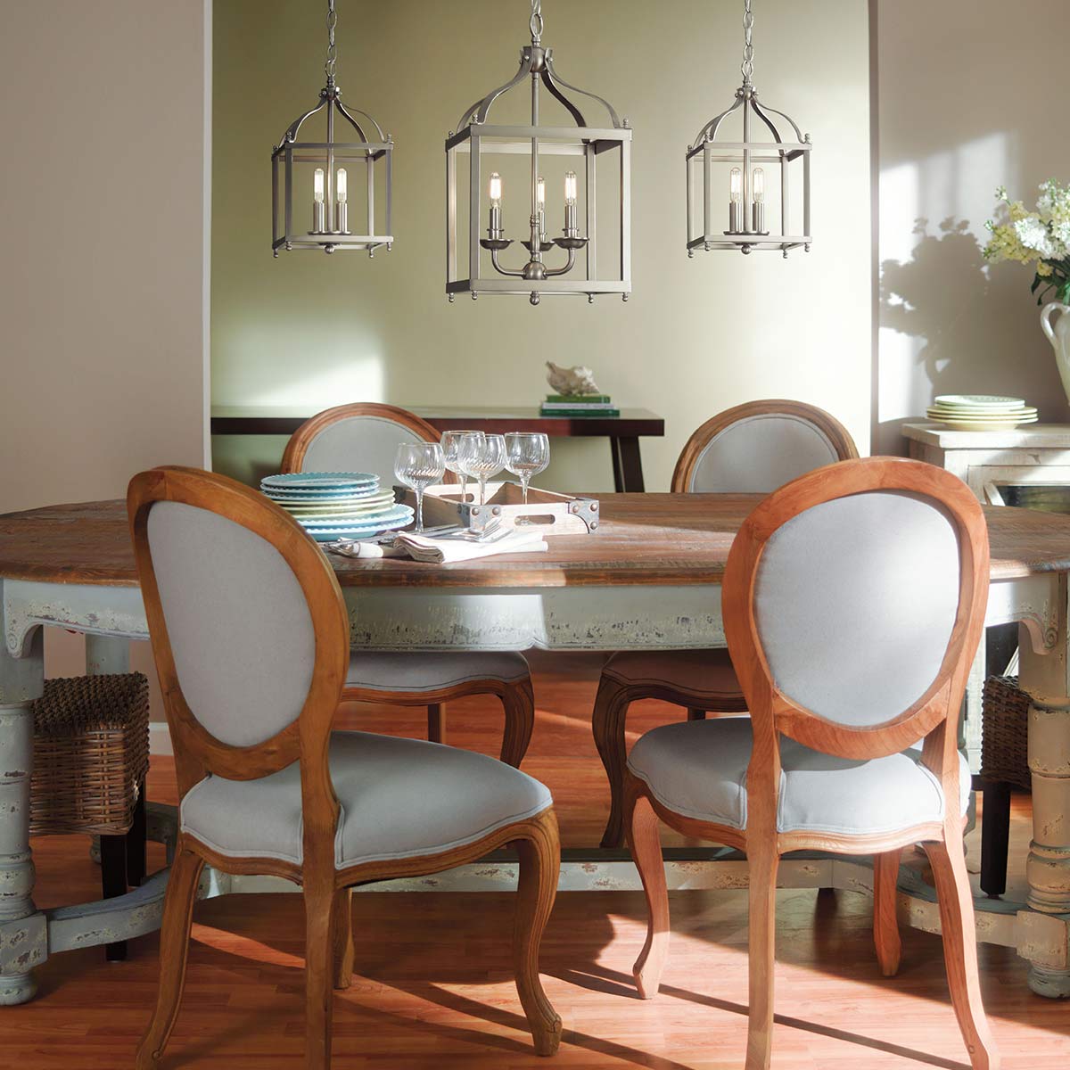 Kichler Pendant from the Larkin range. Larkin 3 Light Medium Pendant - Brushed Nickel Product Code = KL-LARKIN-P-M-NI
