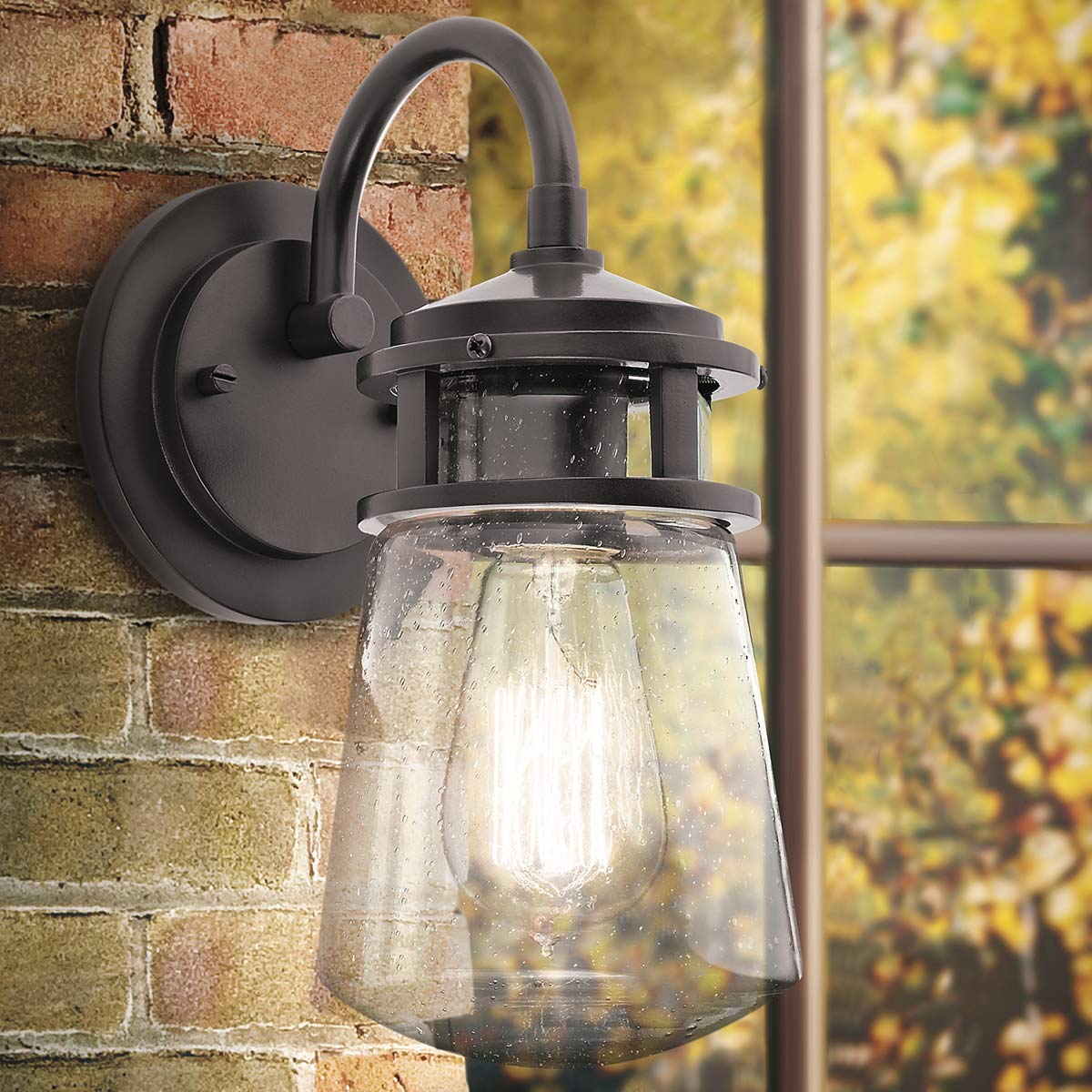 Kichler Outdoor Wall Light from the Lyndon range. Lyndon 1 Light Medium Wall Lantern Product Code = KL-LYNDON2-M-AZ