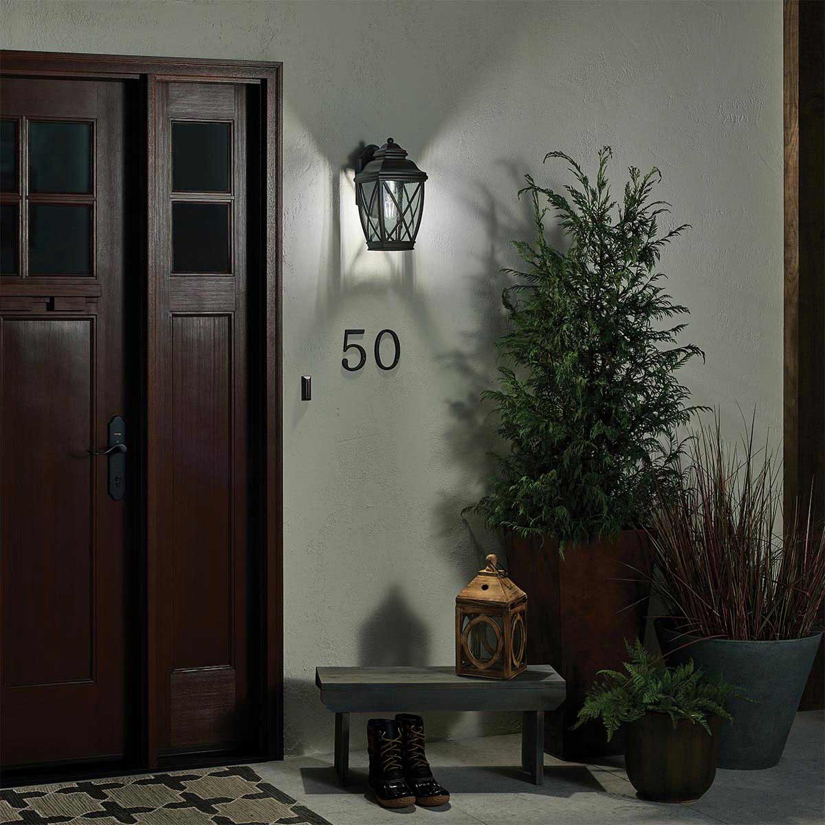 Kichler Outdoor Wall Light from the Tangier range. Tangier 1 Light Medium Wall Lantern Product Code = KL-TANGIER2-M