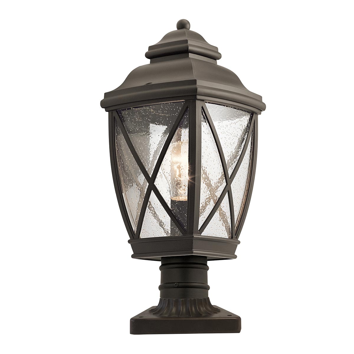 Kichler Pedestal Lantern from the Tangier range. Tangier 1 Light Medium 7.5" Pedestal Product Code = KL-TANGIER3-M